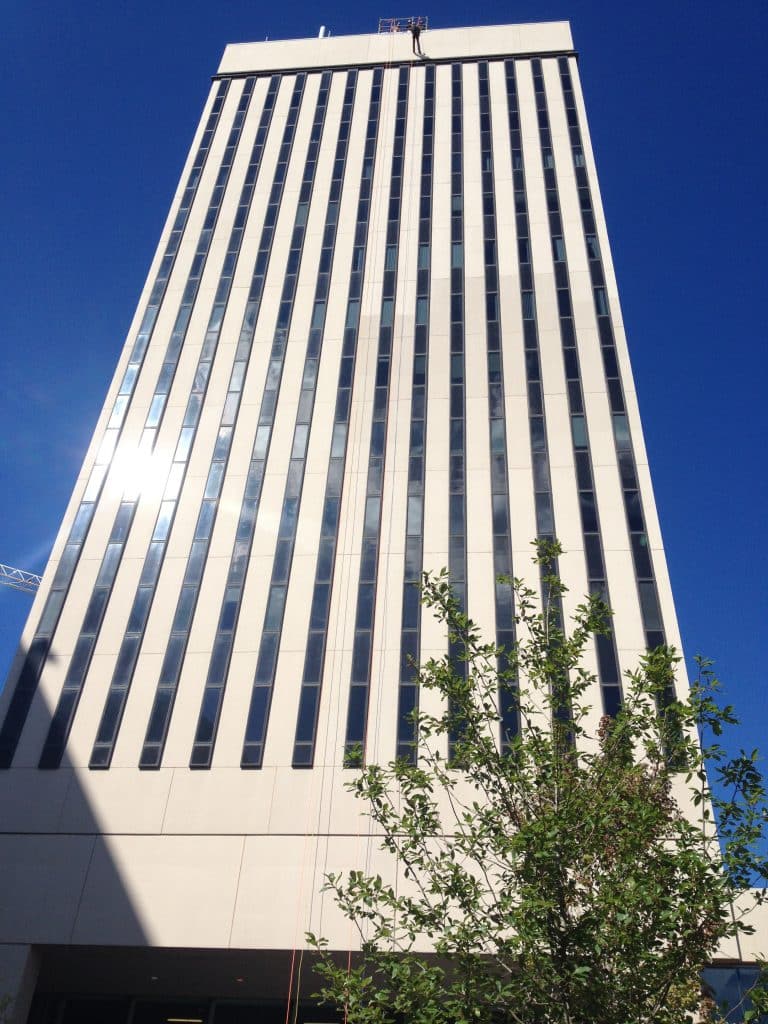 Local celebrity goes over the edge of a building