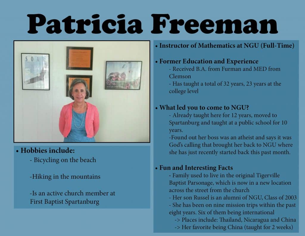 Learn more about returning professor Patricia Freeman