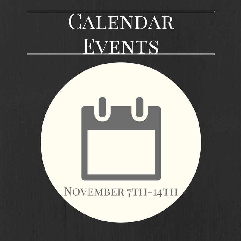 Calendar Events for the week of November 7 to 14
