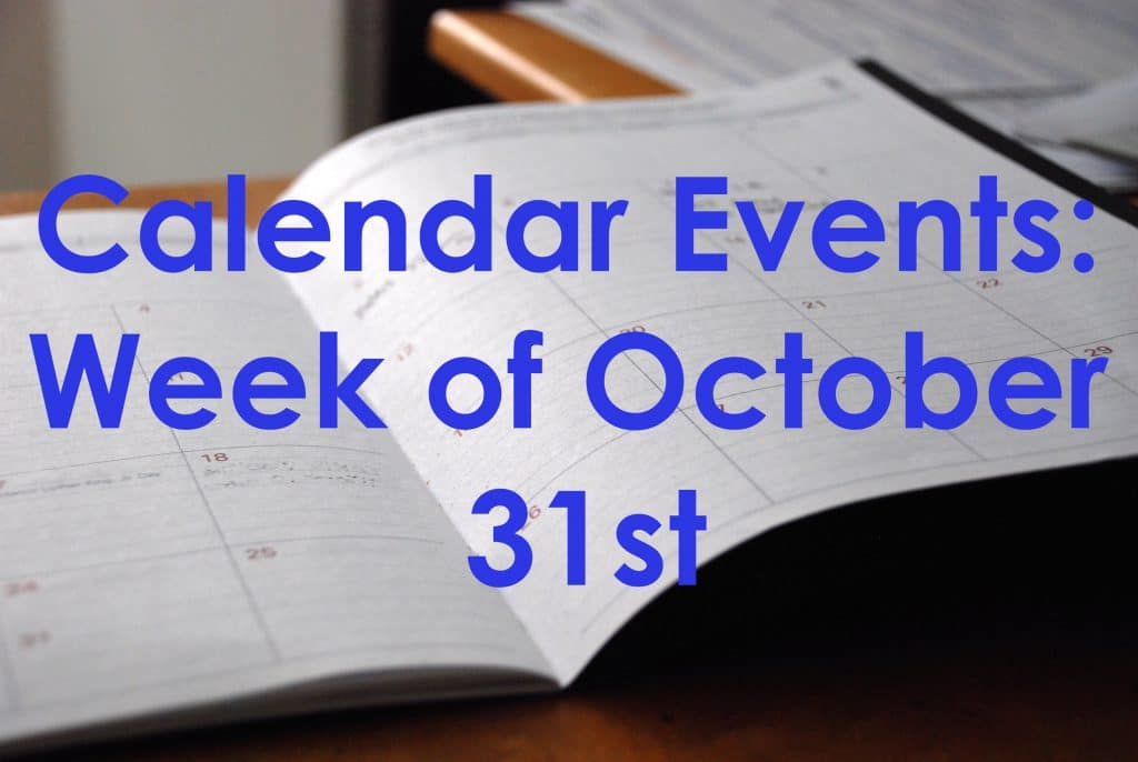 Calendar Events for the week of October 31 to November 5