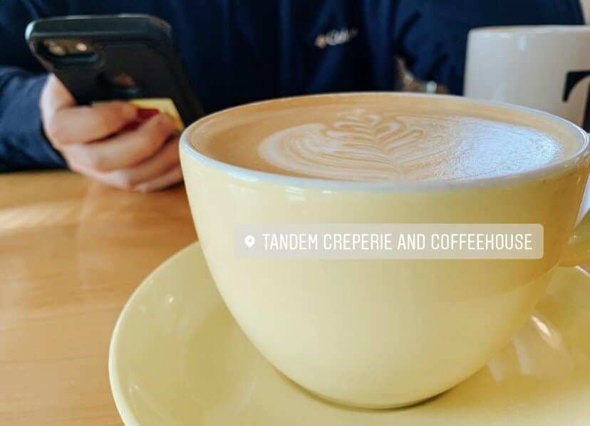 Tandem Creperie and Coffeehouse, located in downtown Travelers Rest, is known for their delicious crepes and lattes. You don’t want to miss this iconic breakfast spot. Here, I typically order a lavender latte.