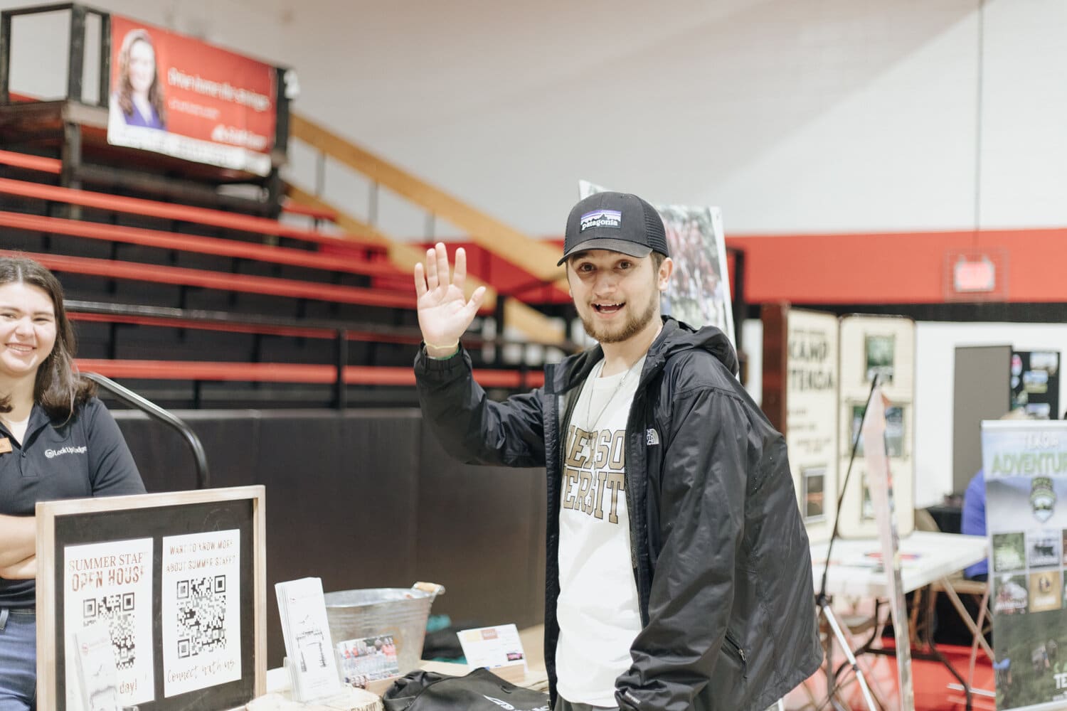 Senior Bryce Faulkenberry is a familiar NGU face at the Camp Awanita table. Camp Awanita, located less than ten miles from campus, is looking for students to work this coming summer.
