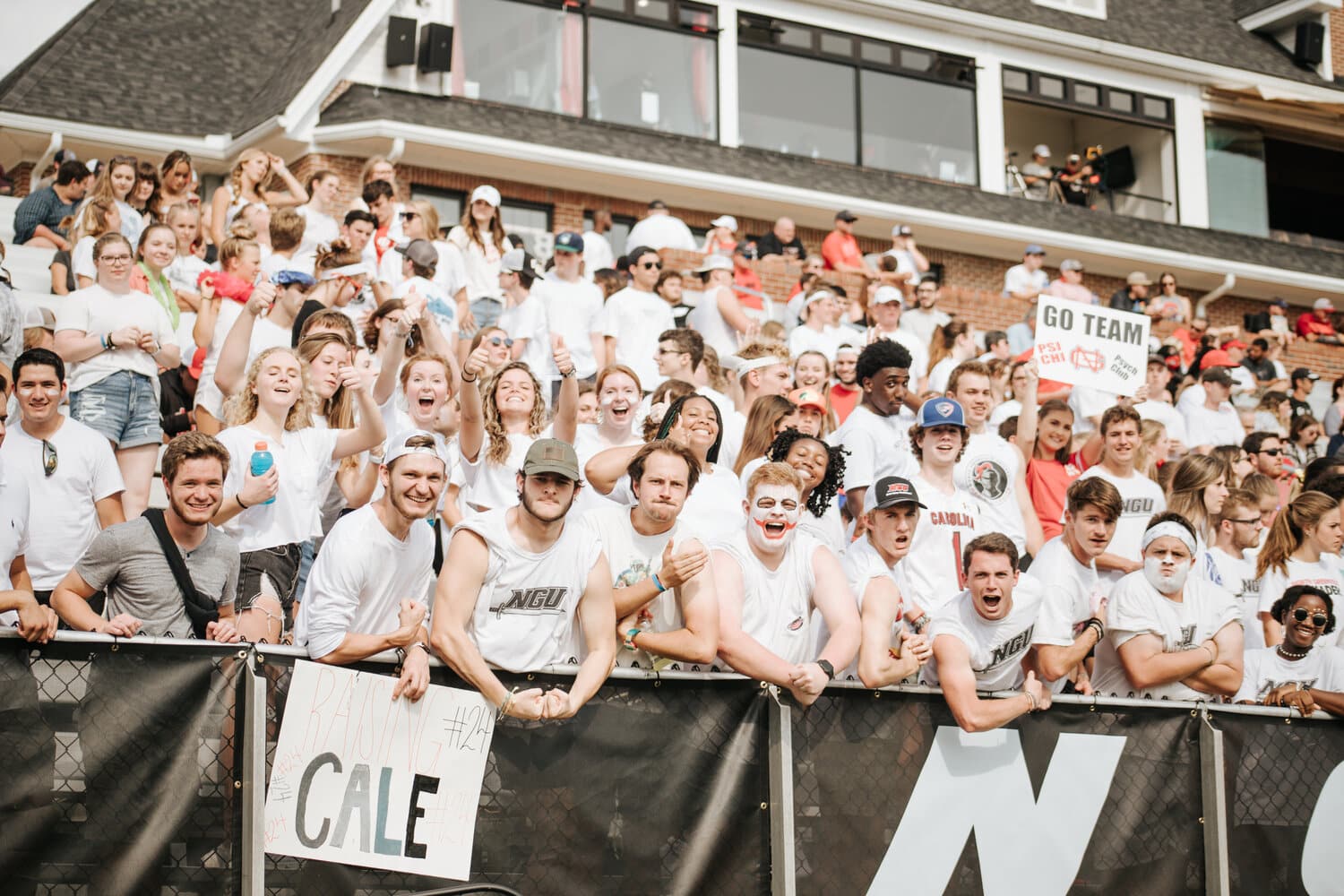 The student section at North Greenville this past Saturday also got to cheer on our football team, and their energy was over the fence.