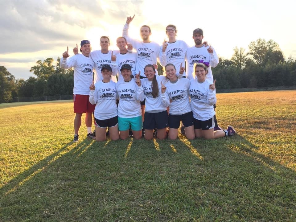  'Third Time's the Charm' won the intramural co-ed softball championship this season, winning the championship game by a final score of 14-8. &nbsp;The team members are, from front left, Misty Brockwell, Bethany Hansen, Grace Bridger, Jackie Henderso