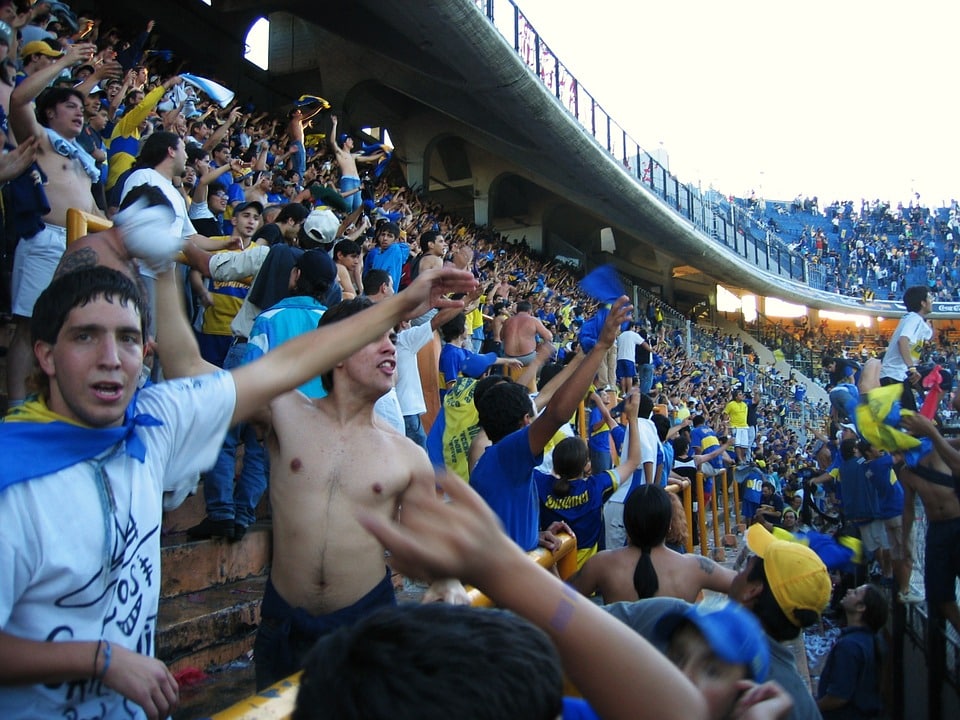 Argentina fans cheer on their favorite team.