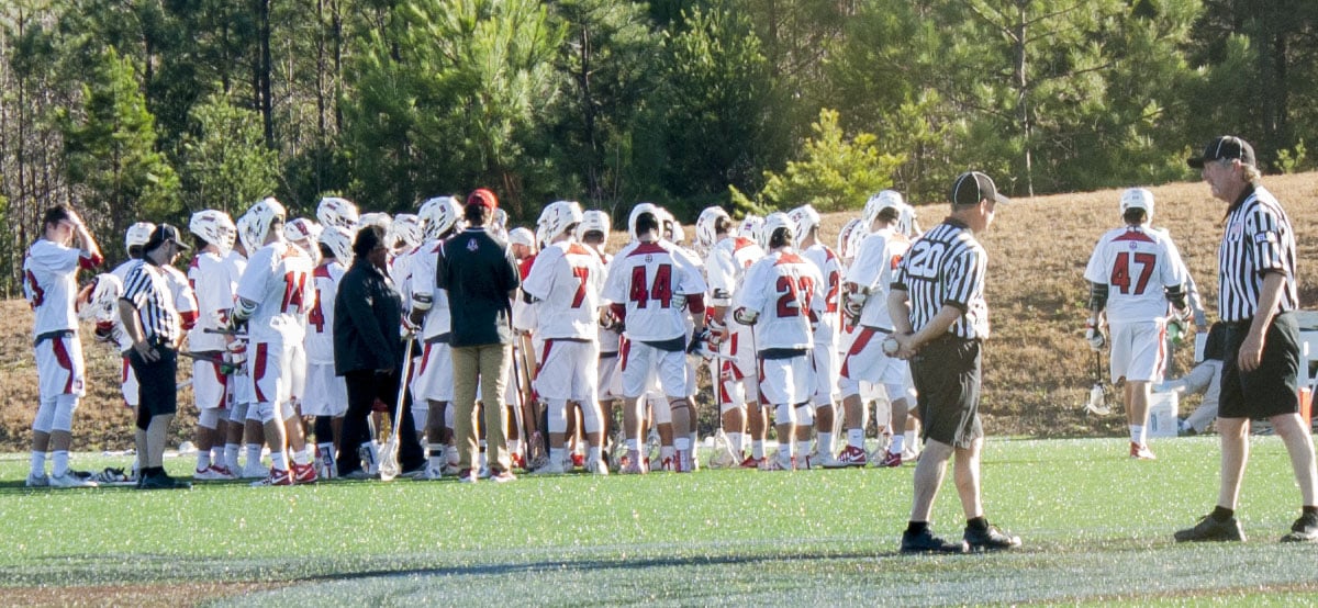 The Crusaders strategize during a time out.