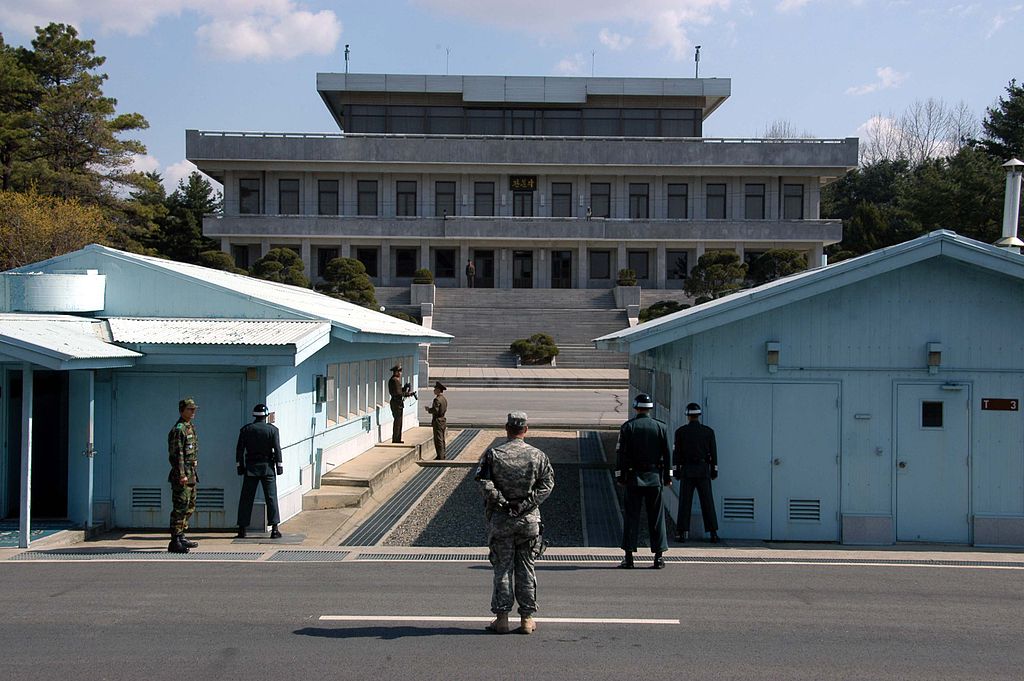 The Korean Demilitarized Zone as viewed from South Korea towards North Korea. Photo courtesy Wikimedia Commons.