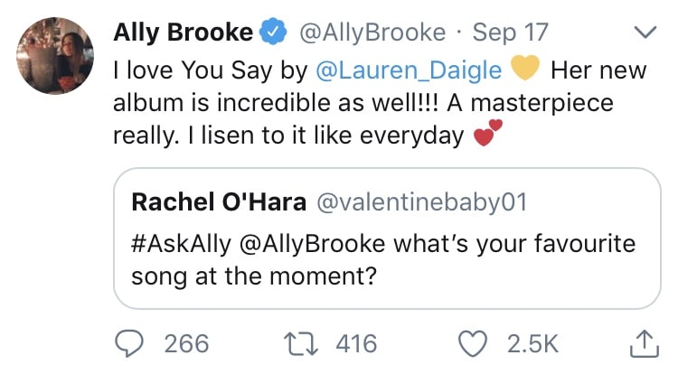 Shown on Ally Brookes Twitter