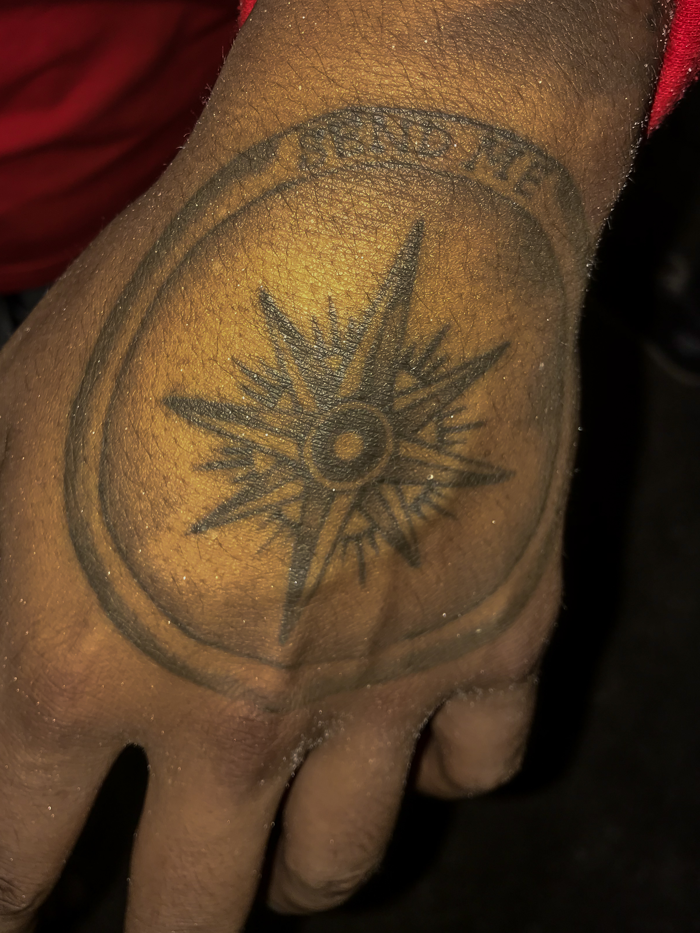 This is one of Lee Palacios tattoos. Palacios got this tattoo on his second mission trip while in Cuba. The top of the compass says Send Me to represent the calling he feels God has placed in Palacios life.