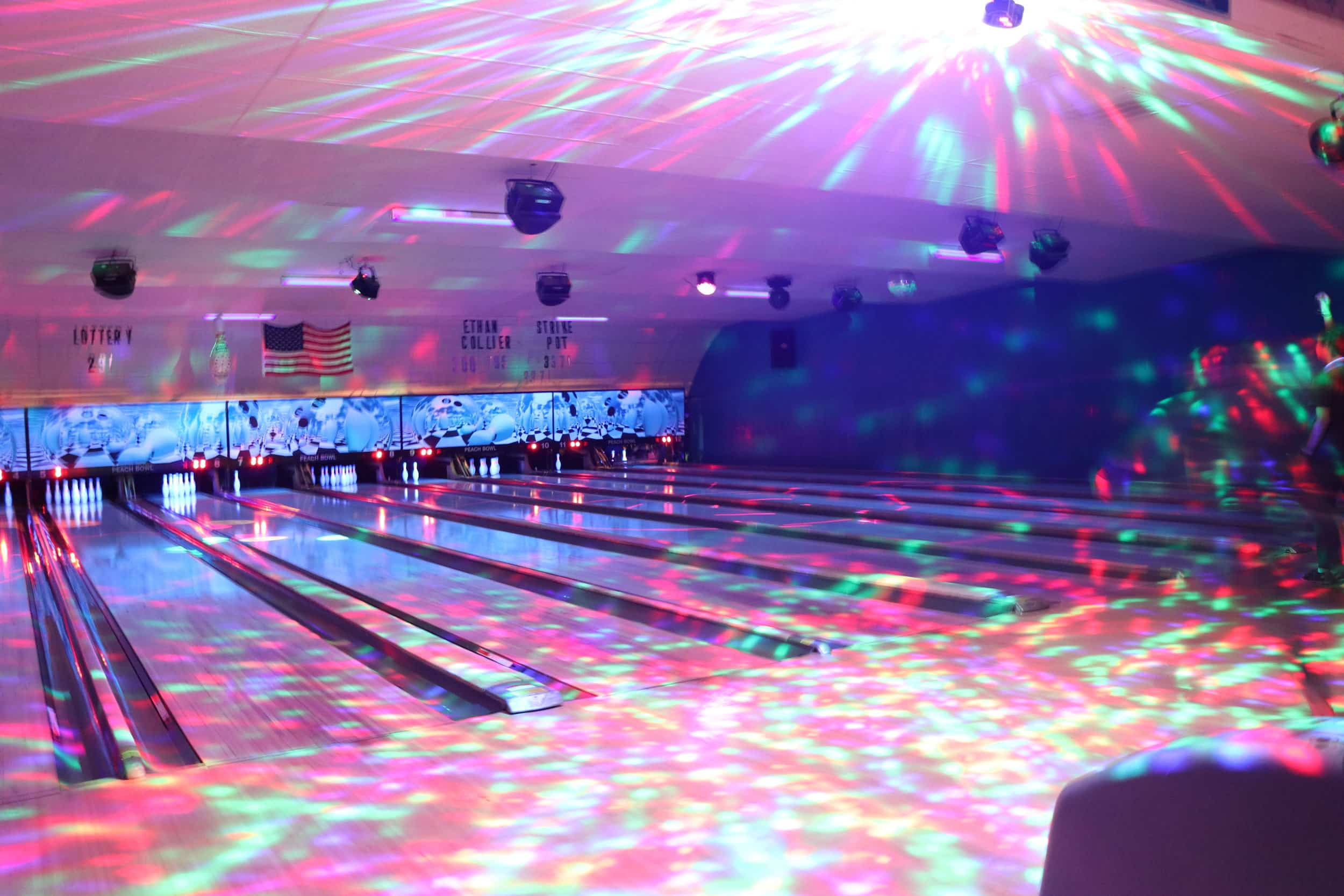 The lights went wild closer to midnight as bowling came to a close.