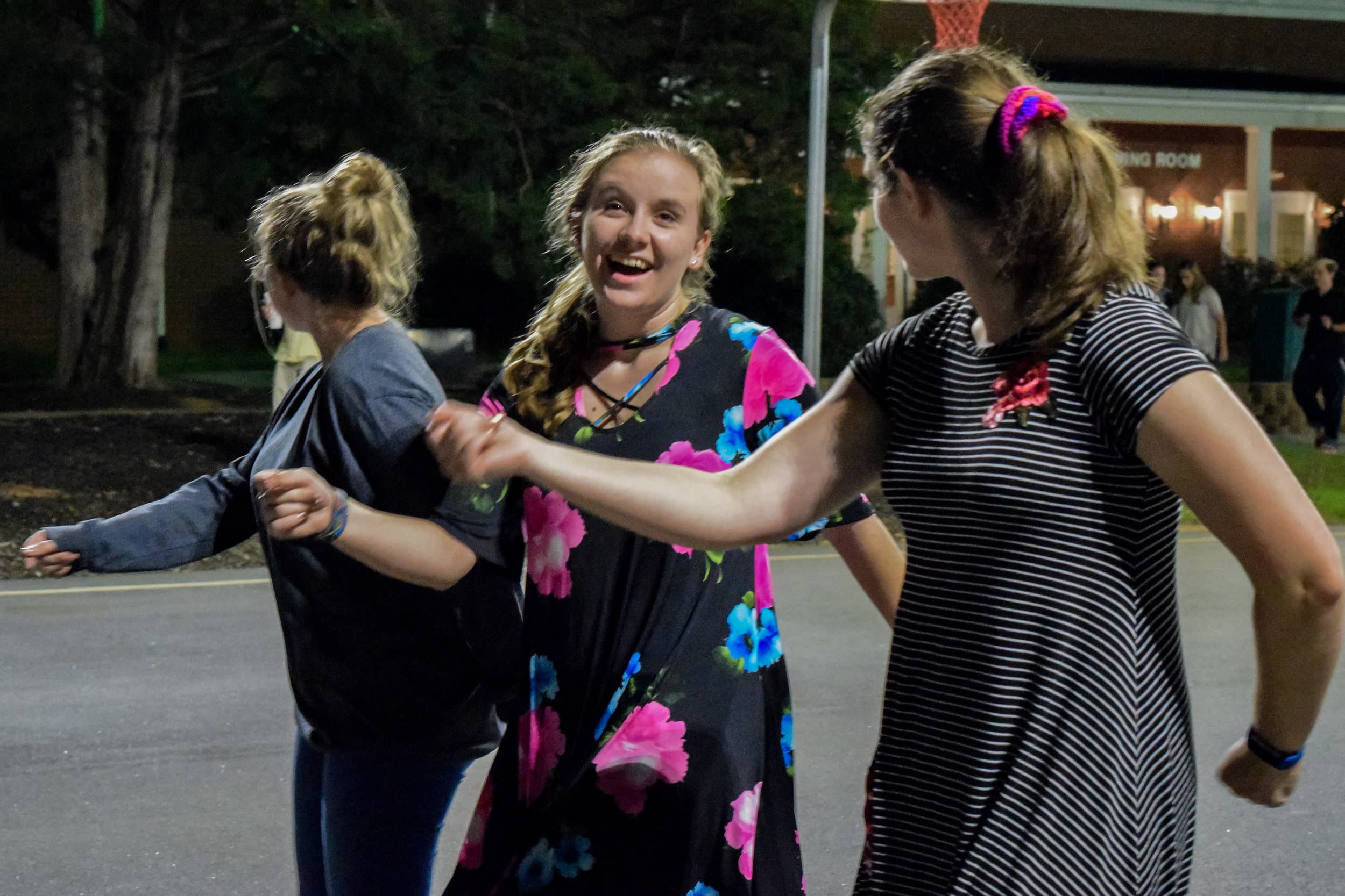 Fletcher, freshman Emily Epps and Campbell take a break from swing dancing to let loose.