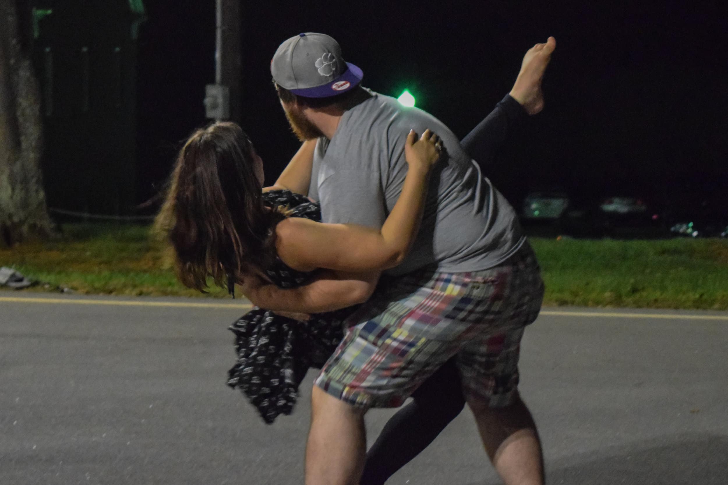 Parrish and sophomore Katala Peterson show the famous dip as they dance.