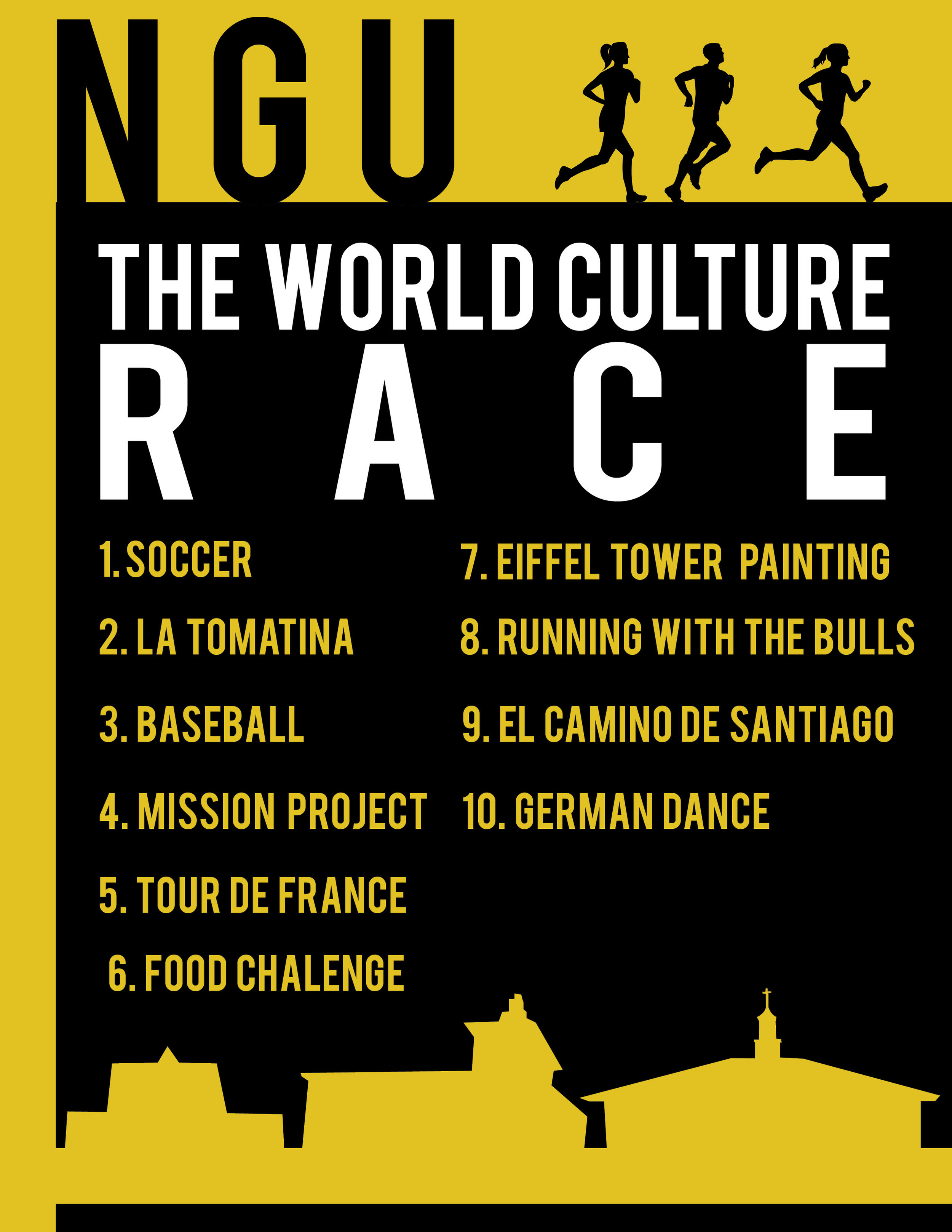 Ten of the events students will compete in during the World Culture Race.