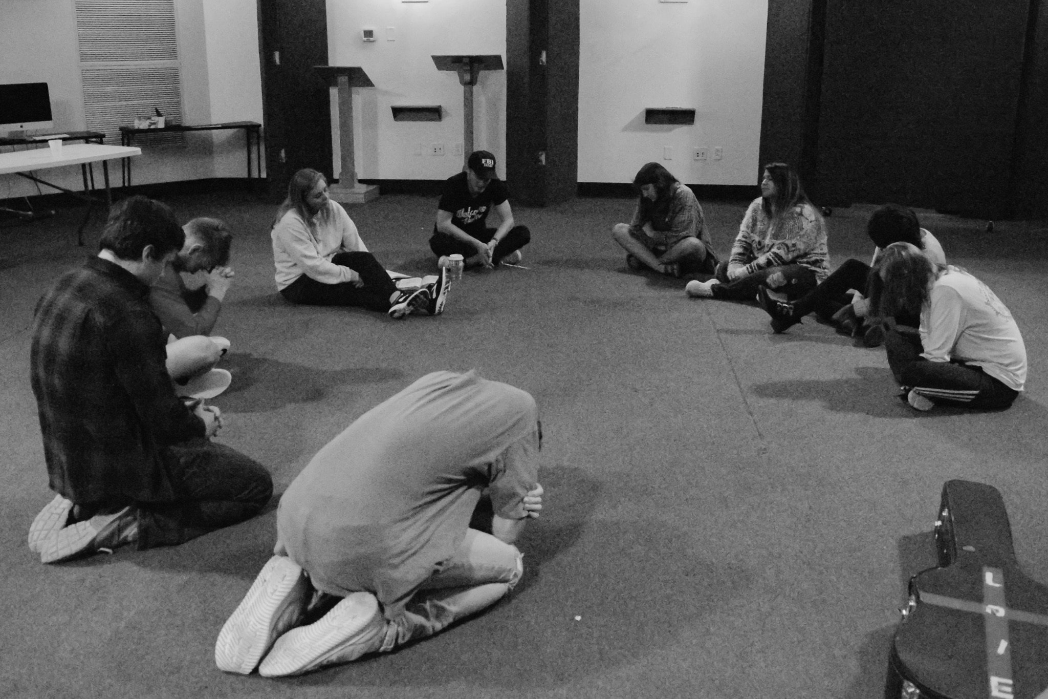The entire group goes back and forth praying over certain subjects for an hour.
