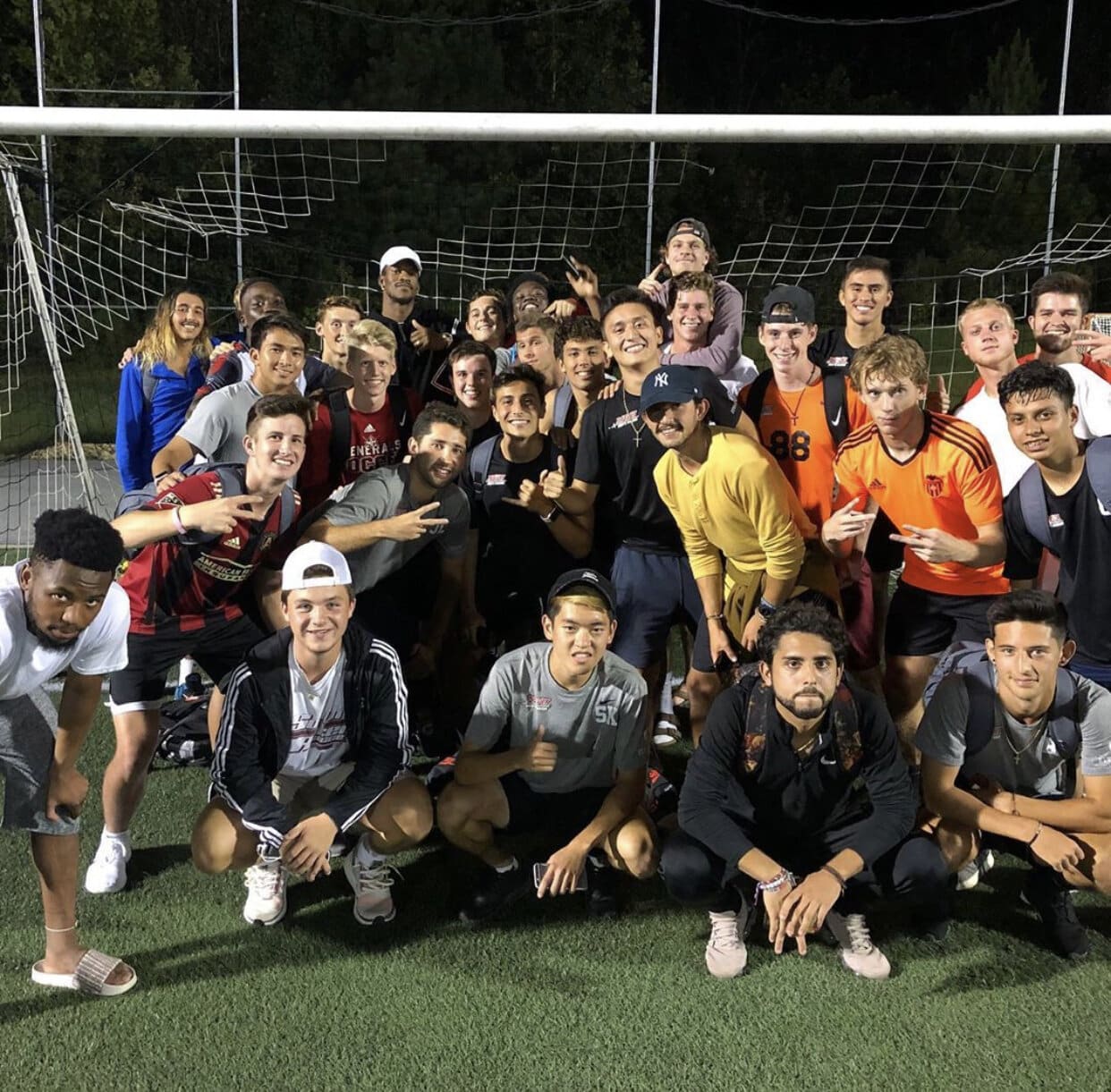 NGU mens soccer team with Jimmy Butler after their scrimmage shooting some shots. (Photo courtesy of @ngumenssoccer on Instagram)