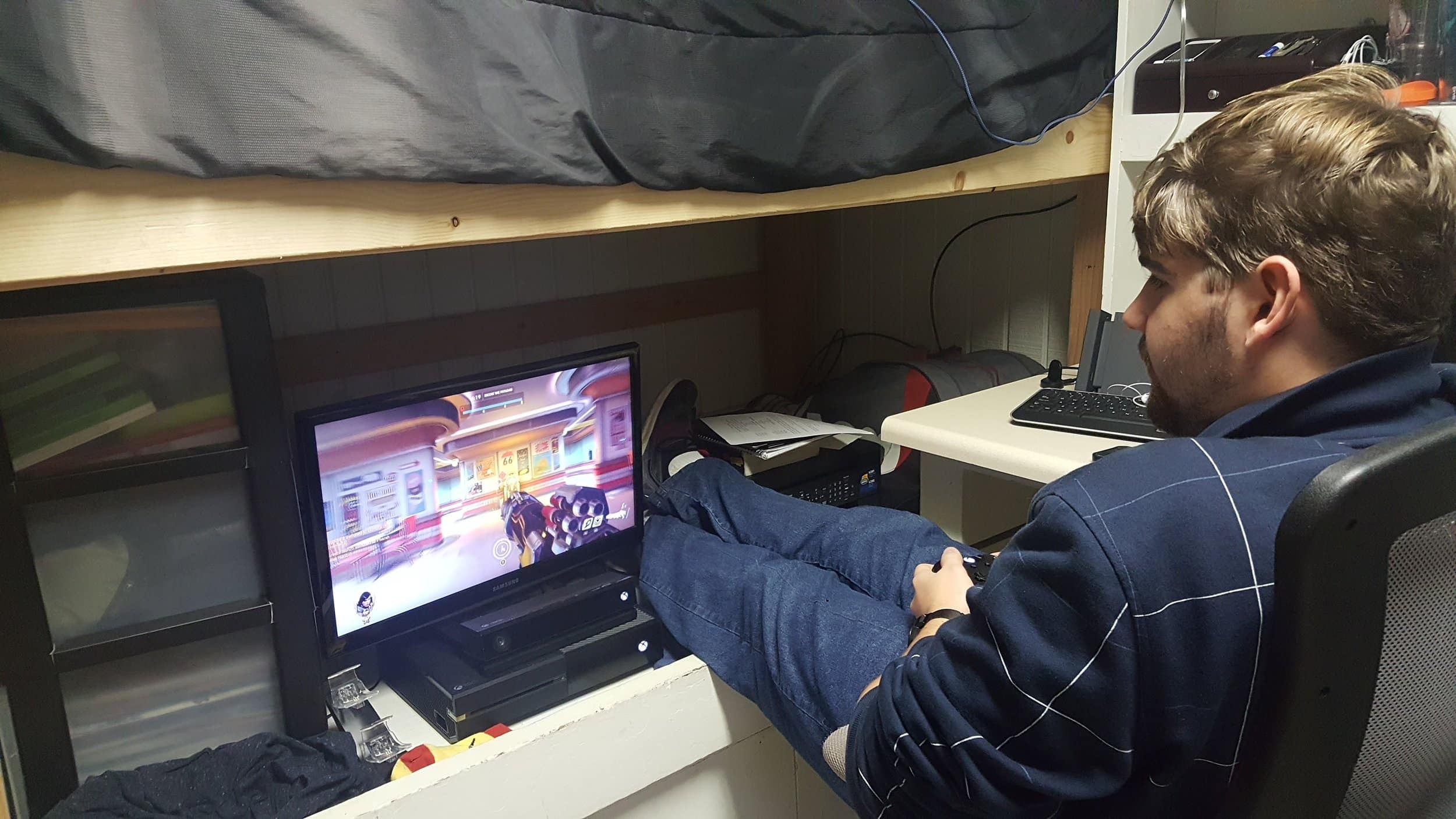 Sophomore Kaleb Collom plays Overwatch, an eSports game that could be in the Olympics.&nbsp;