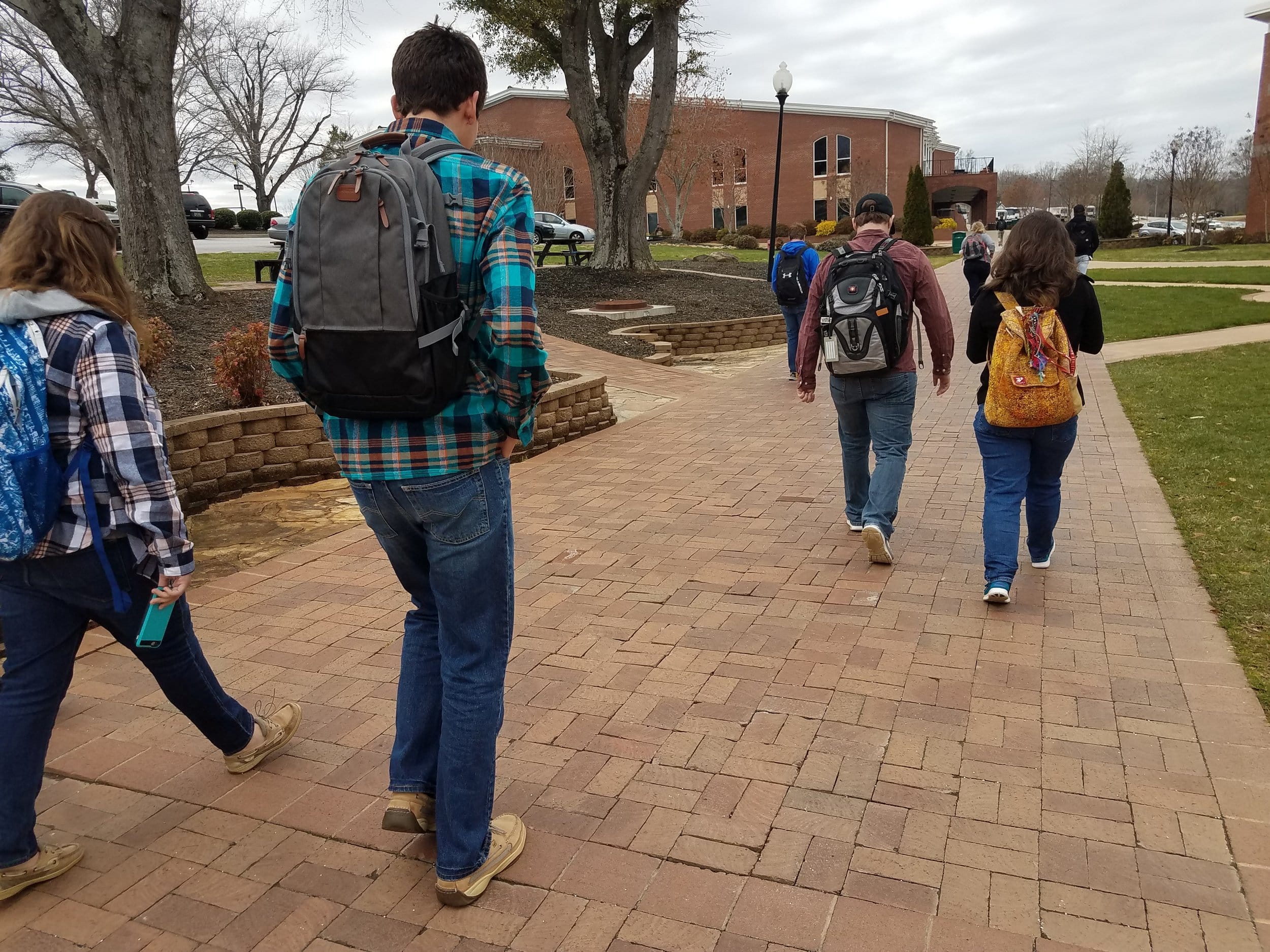 Students head to class around noon time.