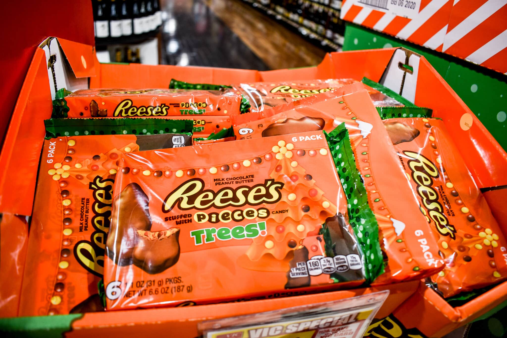 Peanut butter lovers can still get their peanut butter fix during the holiday season with the very festive Reeses Pieces trees.