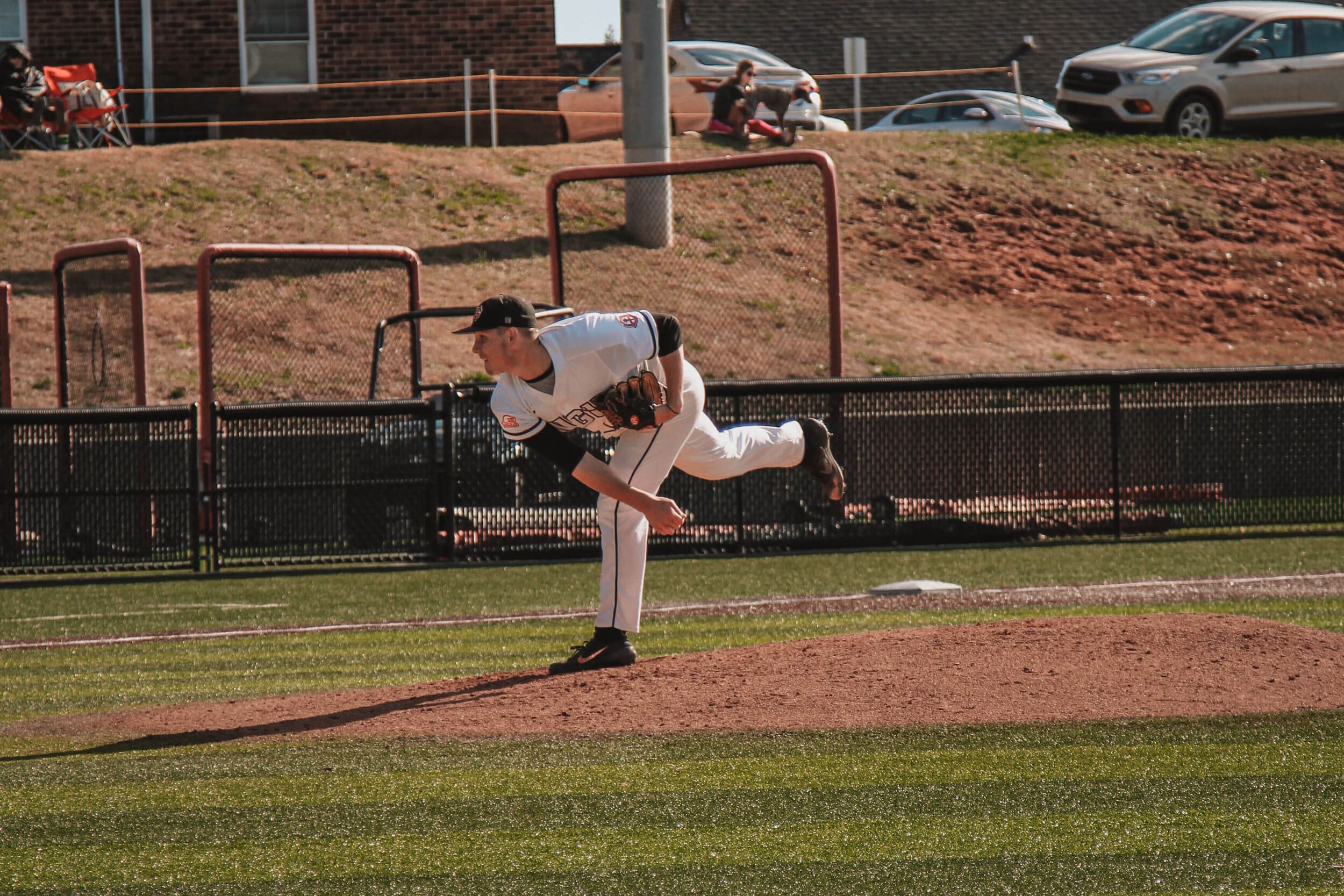 Ethan Garner (27) completes his pitch to a Panther player.