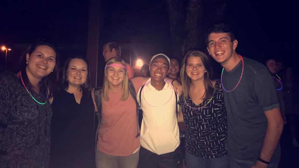 Caroline Gaffney, Taylor Osbourne, Savannah Hovis, Adam Kelly, Harley Watkins and Clay Webb celebrate NGU's first dance.