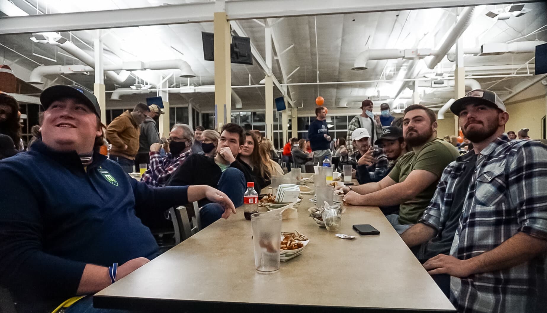 Football fans at North Greenville sit up front to focus on the games events.