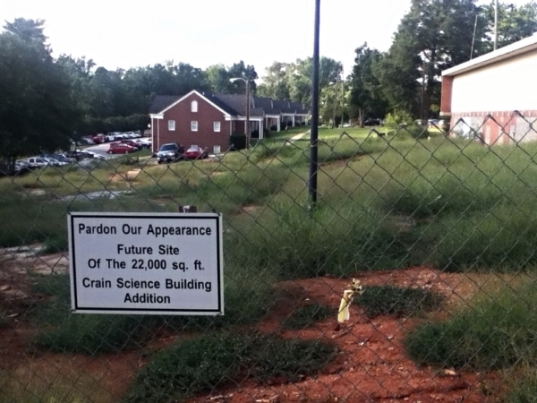 Future site of Crain Science building expansion.