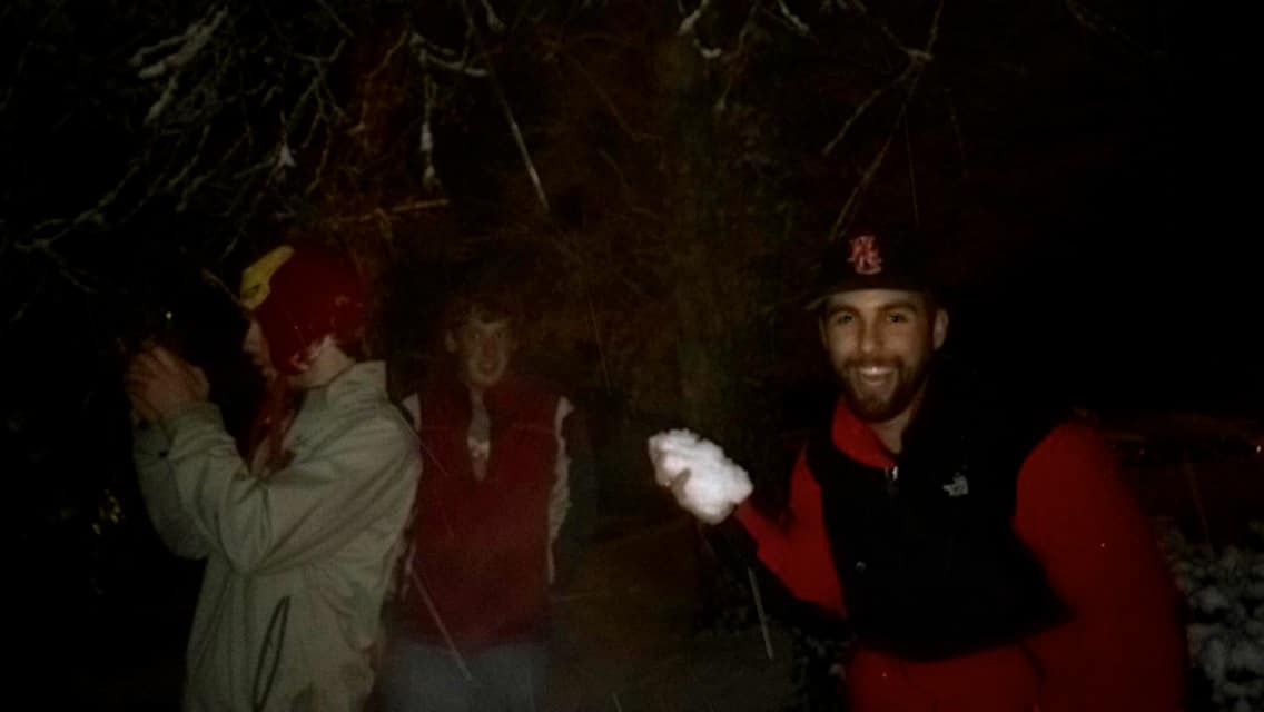 Late-night snowball fight! (Frank Gossett)Photo: Victoria McNorrill