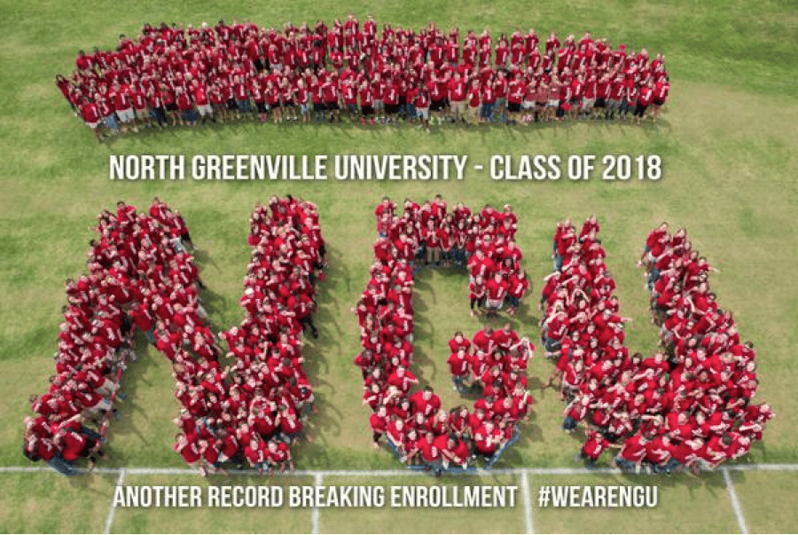 Photo Courtesy of North Grenville UniversityThe record-breaking class of 2018 at North Greenville University poses for a picture during orientation week.