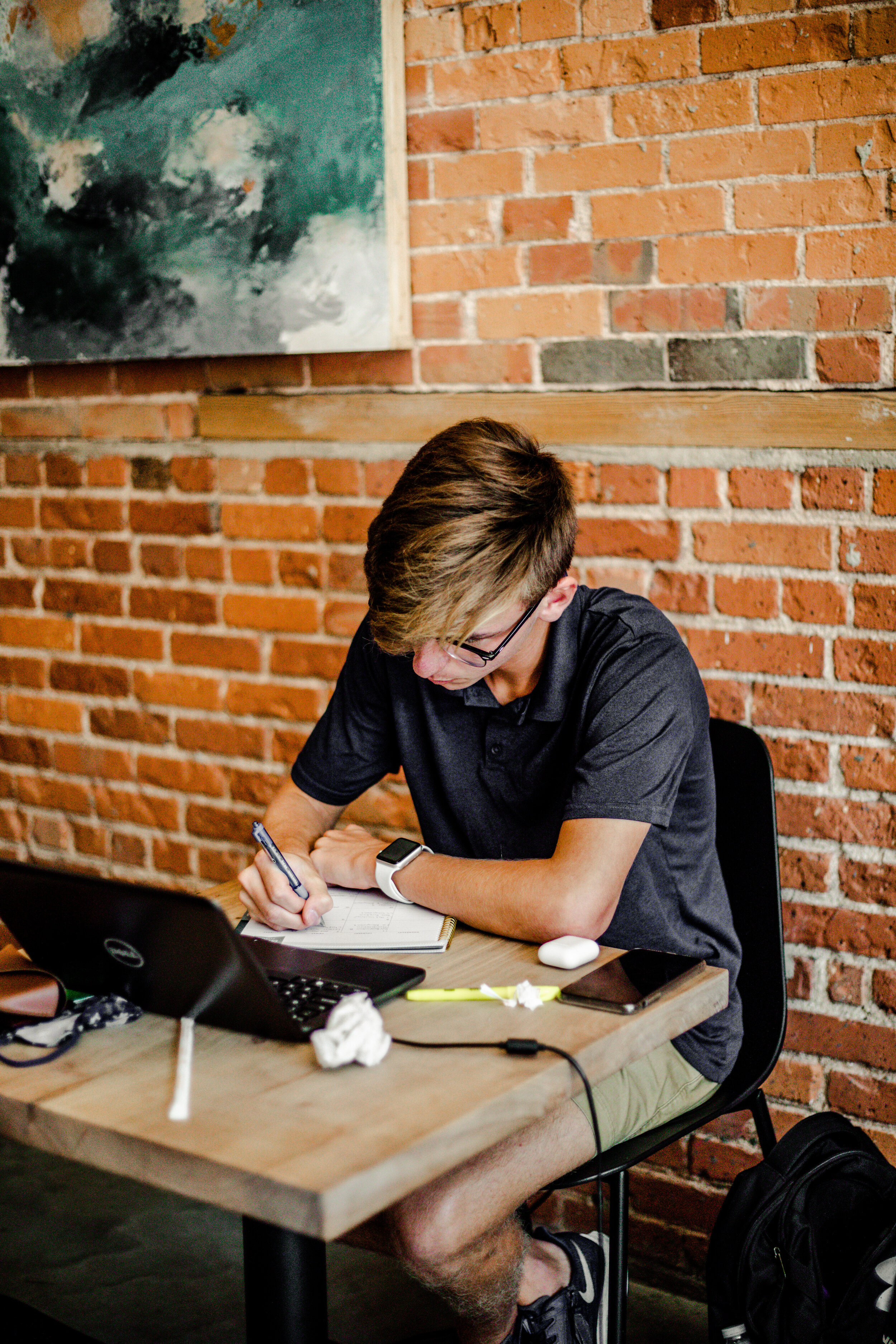 Greer local, Joe Durrell, takes advantage of Barista Alleys calming, coffeeshop atmosphere to catch up on homework.