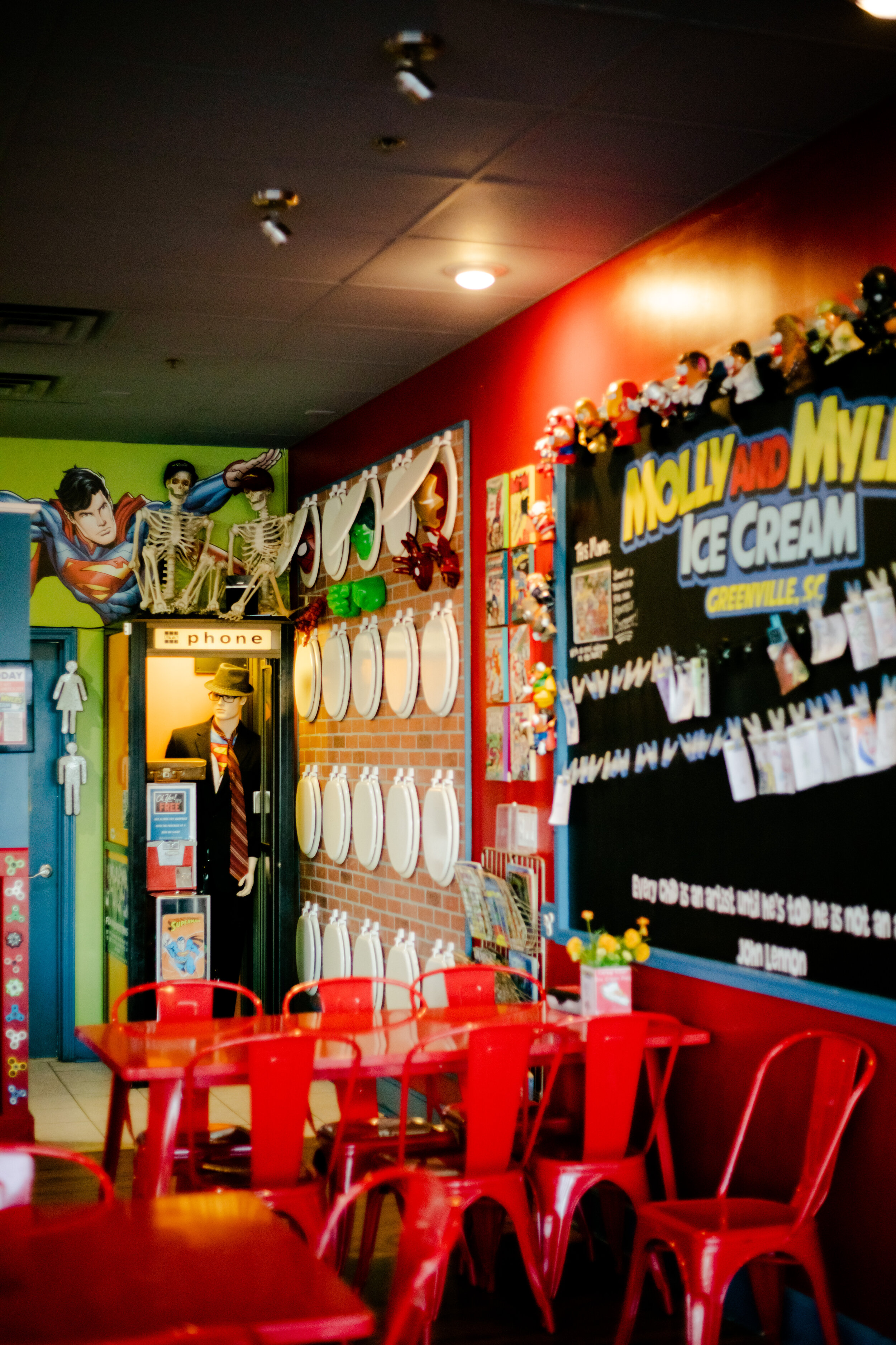 This bright-colored, superhero-themed shop is definitely one thats hard to forget.