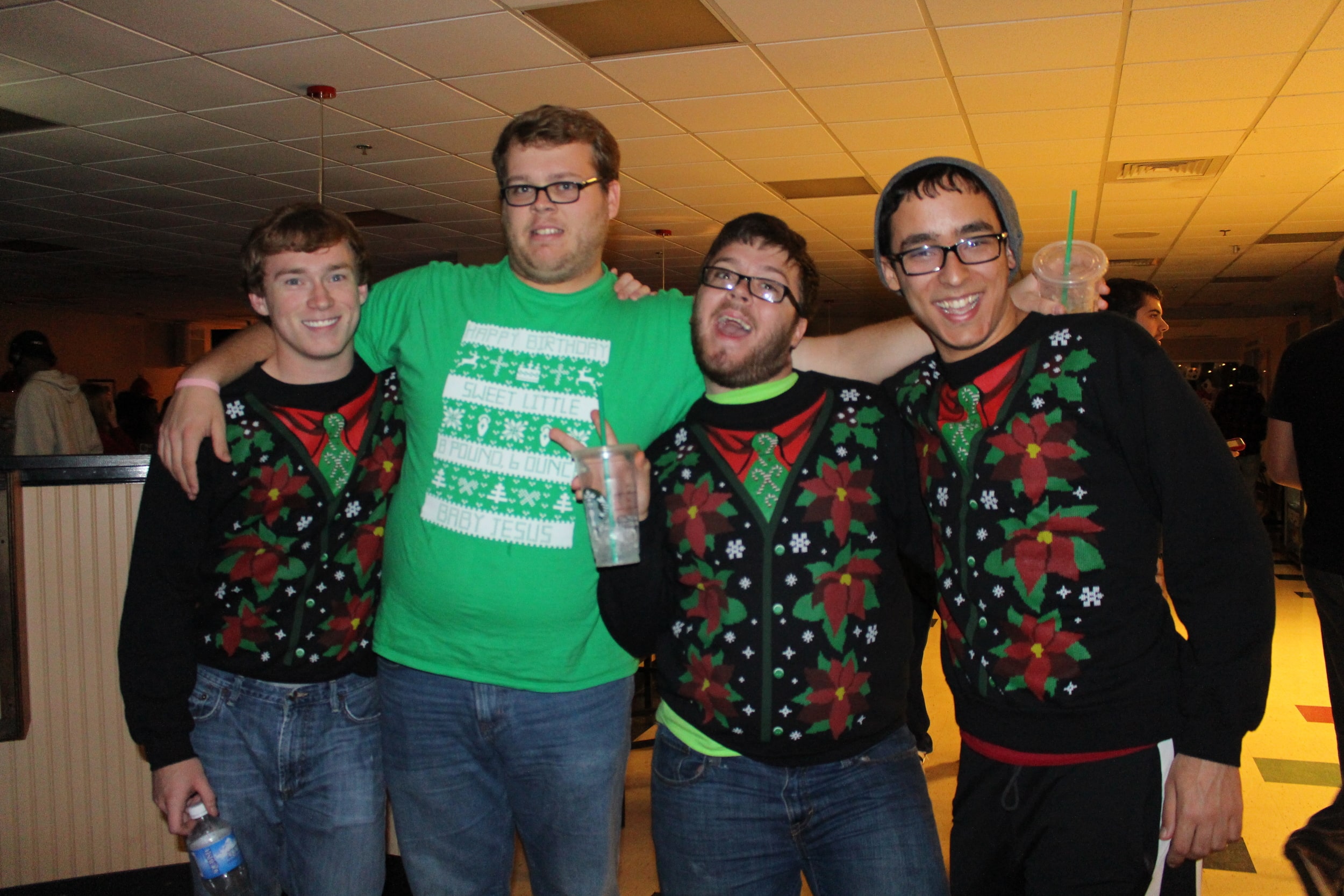 David Wells, Michael Grubbs, Jeremy Schultz and Will Gouber show their festive spirit