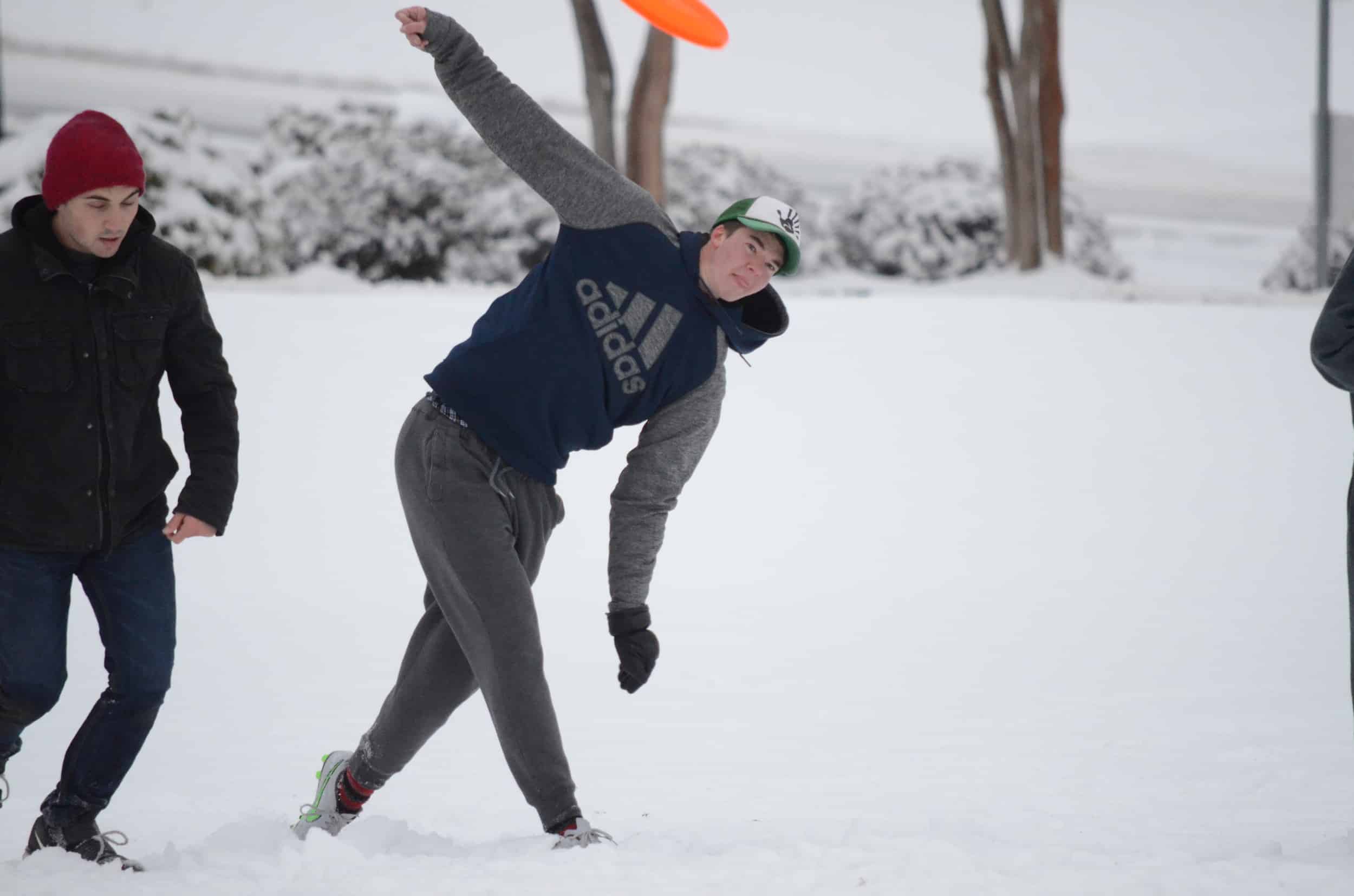 Josh Leister loves playing Ultimate Frisbee, even in cold conditions.Photo by: Rebecca Meek