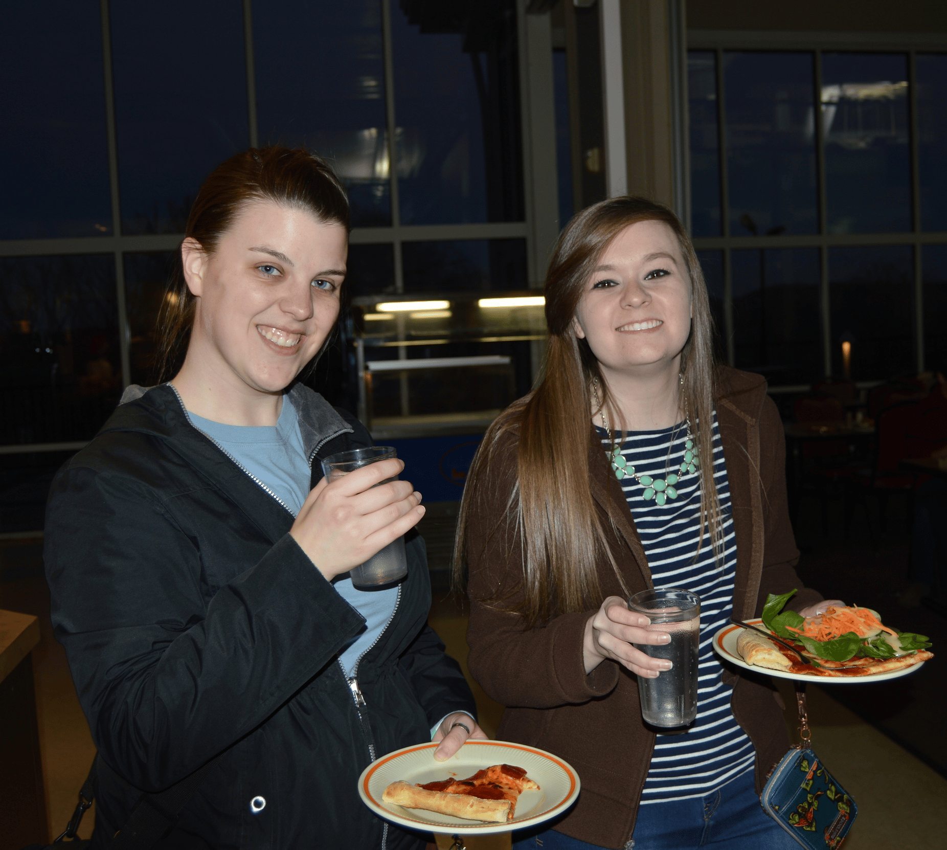 Missy Roberts and Lauren Southards grab some dinner.