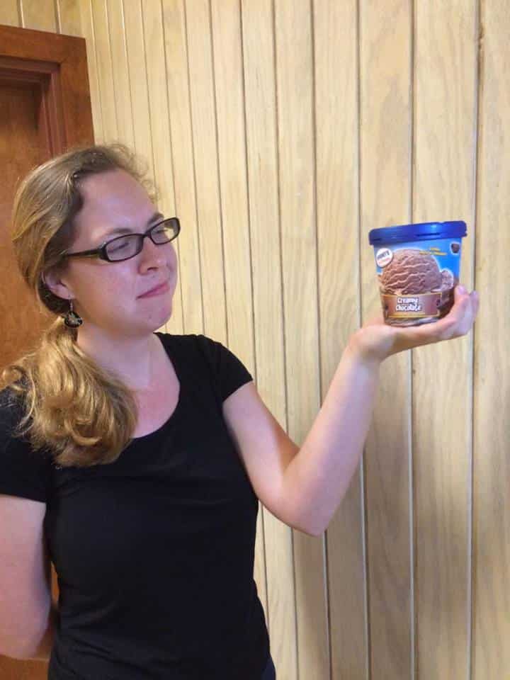 Emily Gissendanner gives up eating ice cream.