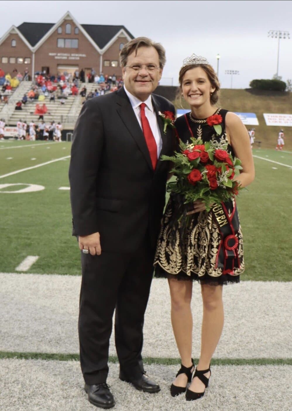 President Gene Fant and Homecoming Queen Abbey BlackwoodPhoto courtesy the North Greenville Instagram page, @northgreenvilleuniversity.