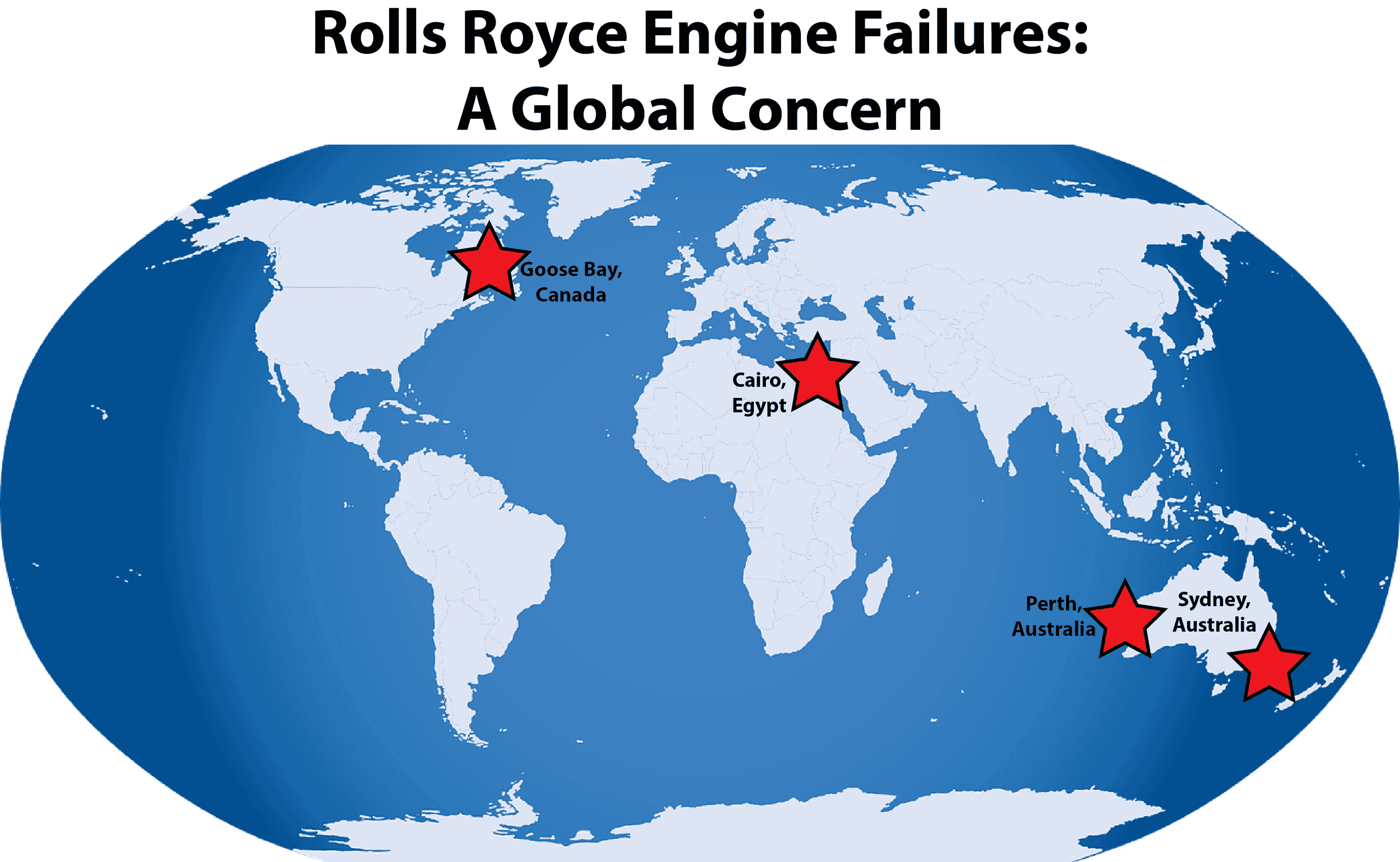Airlines affected by Rolls Royce engine failures in 2017 include AirAsia X, China Eastern Airlines, Egypt Air and Air France. Infographic courtesy of Carson Myers.