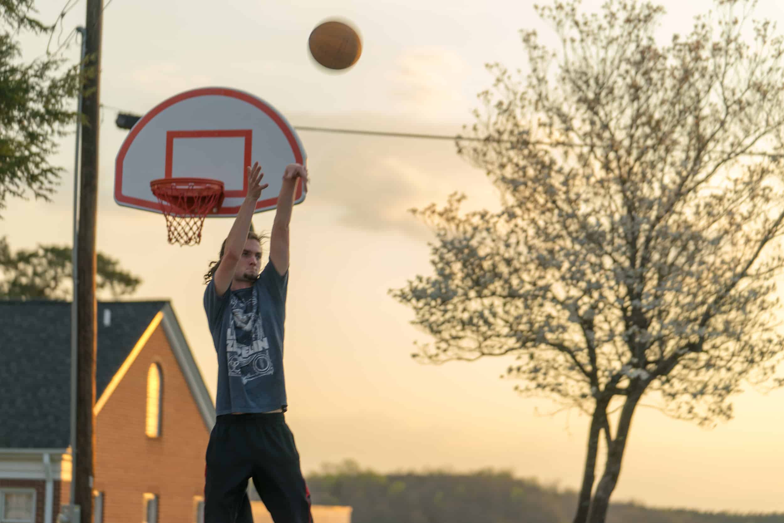 Josh Axmann works on his three-point shot.