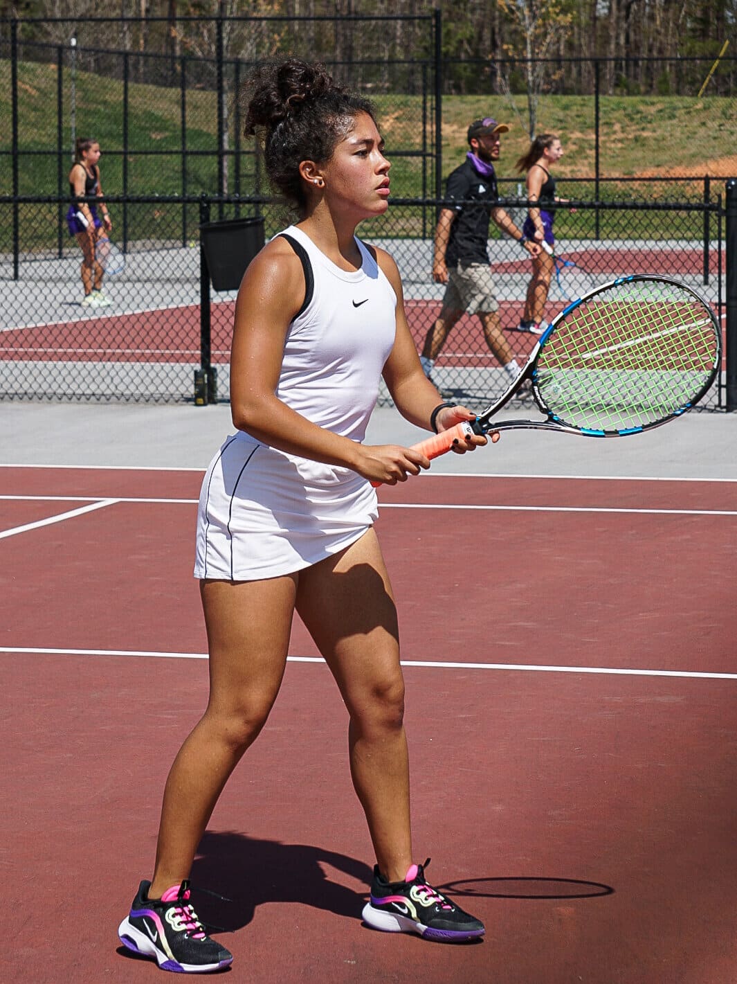 &nbsp;Jhovana Brena, senior, gets ready for the opposing team to serve the ball.