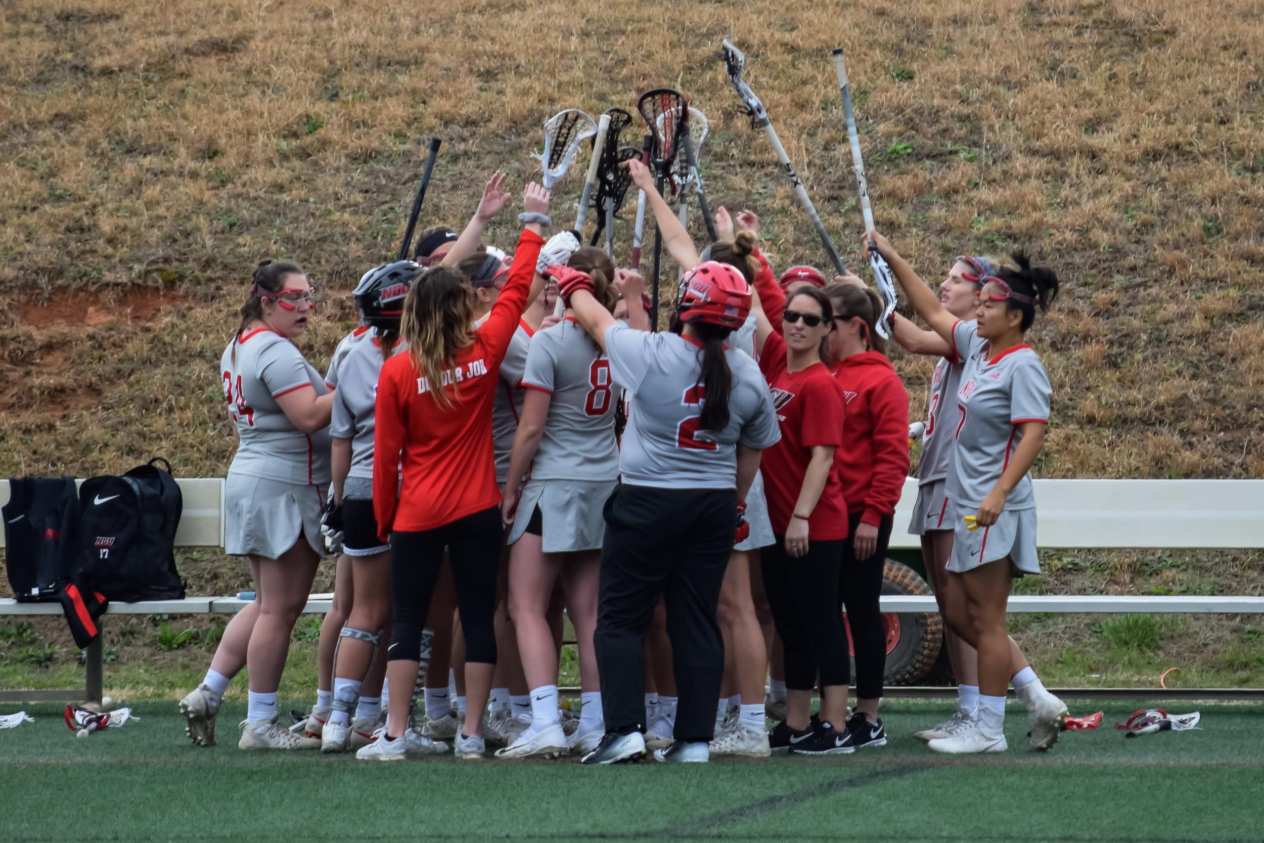 The team gets fired up to face against Ohio Valley University.