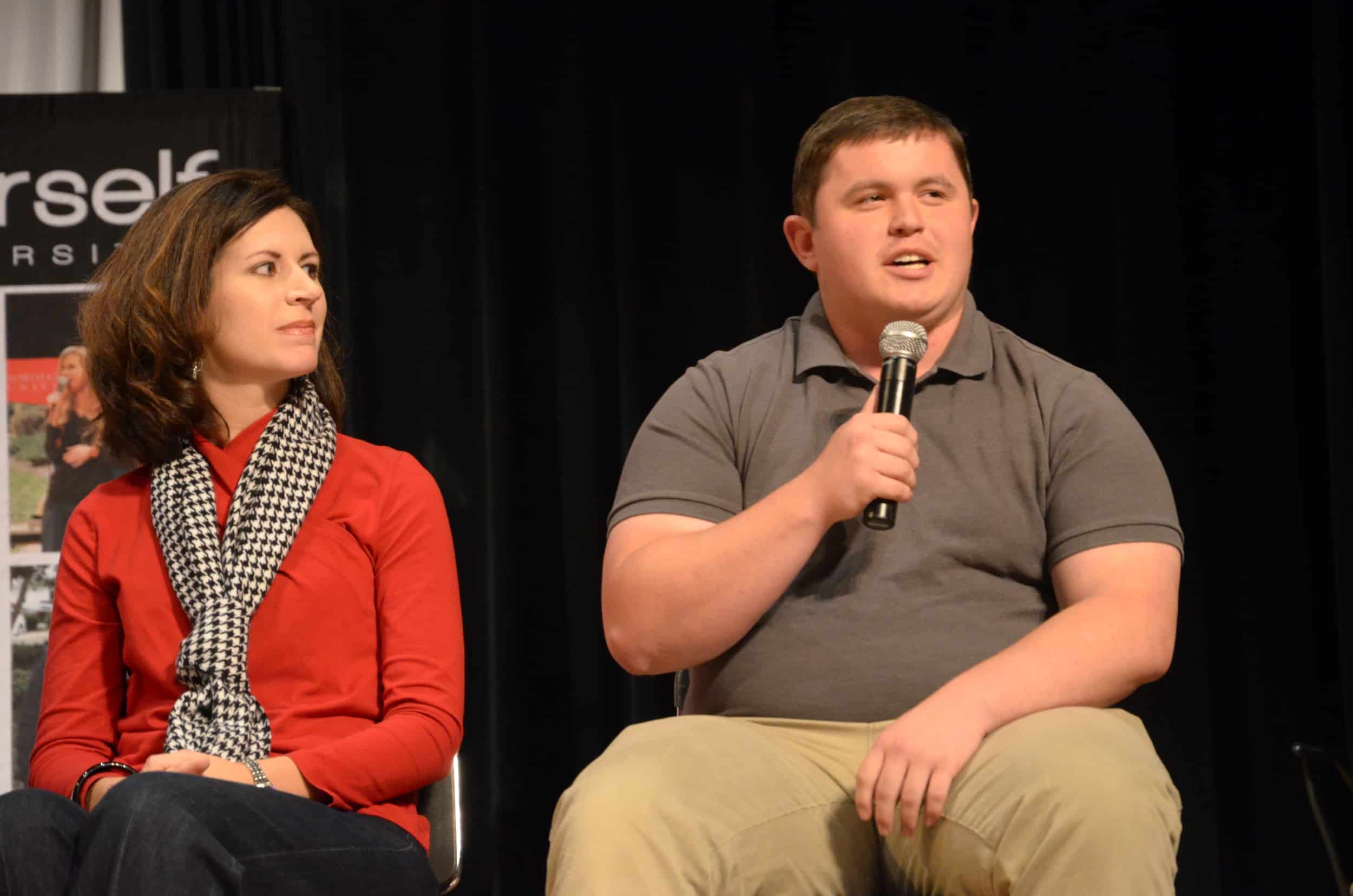  John Luke Griffith, Student Activities Advisor, talks to the potential students about what it means to be a student here at North Greenville. 