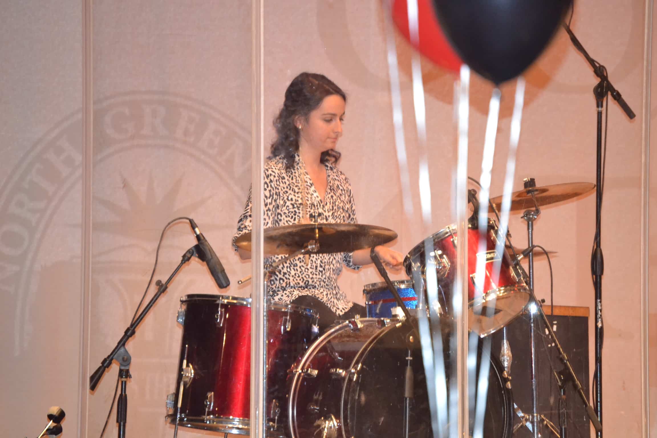  Valorie Bostik shows the audience her awesome talent of playing the drums.&nbsp; 