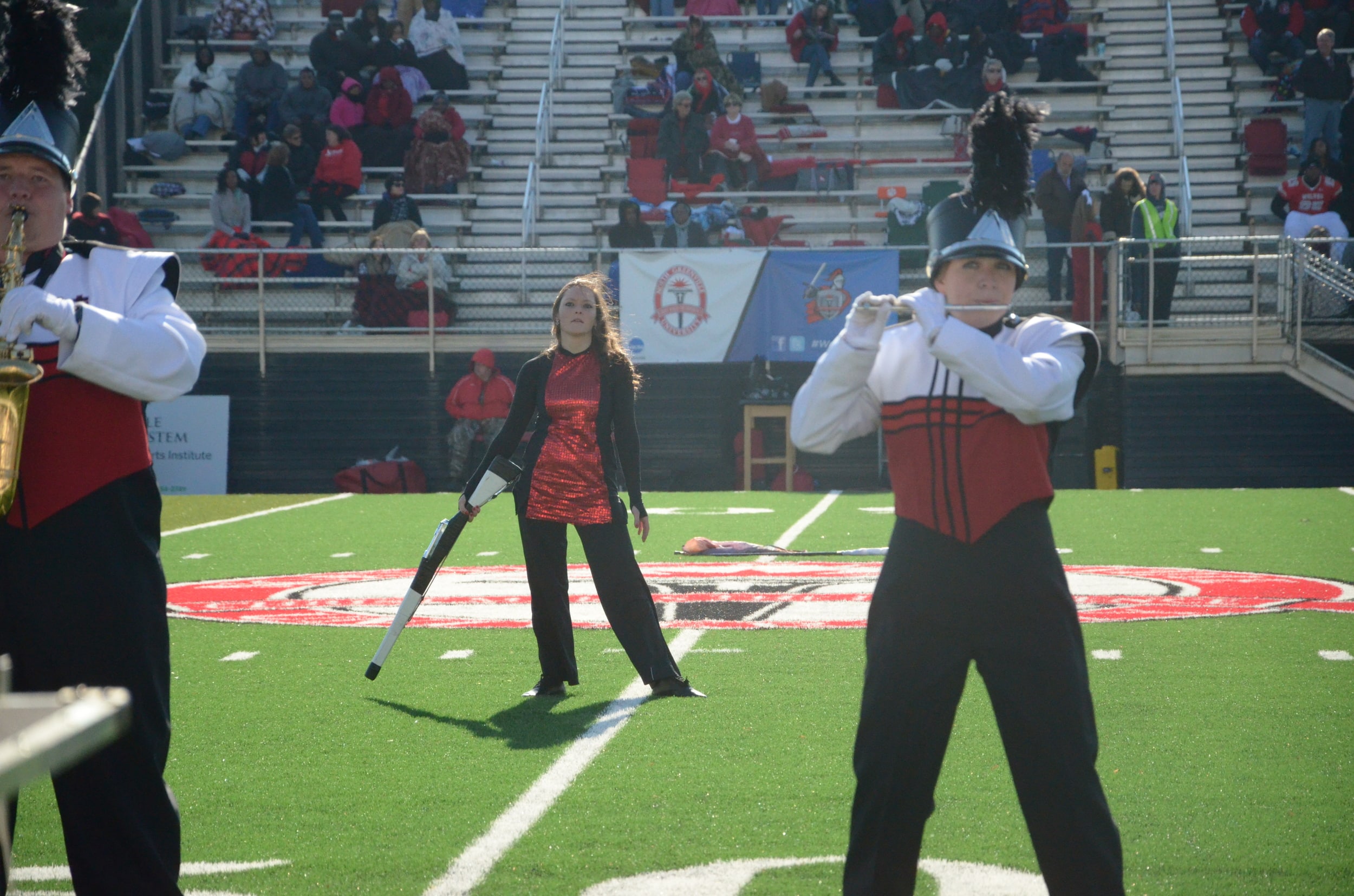  This flag girl has an extra talent up her sleeves. 