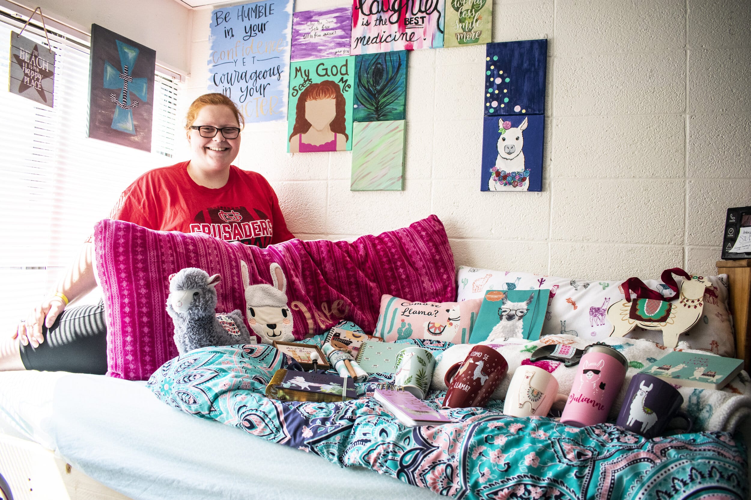 Sophomore Julianne Edmonds shows off her collection of llama items.
