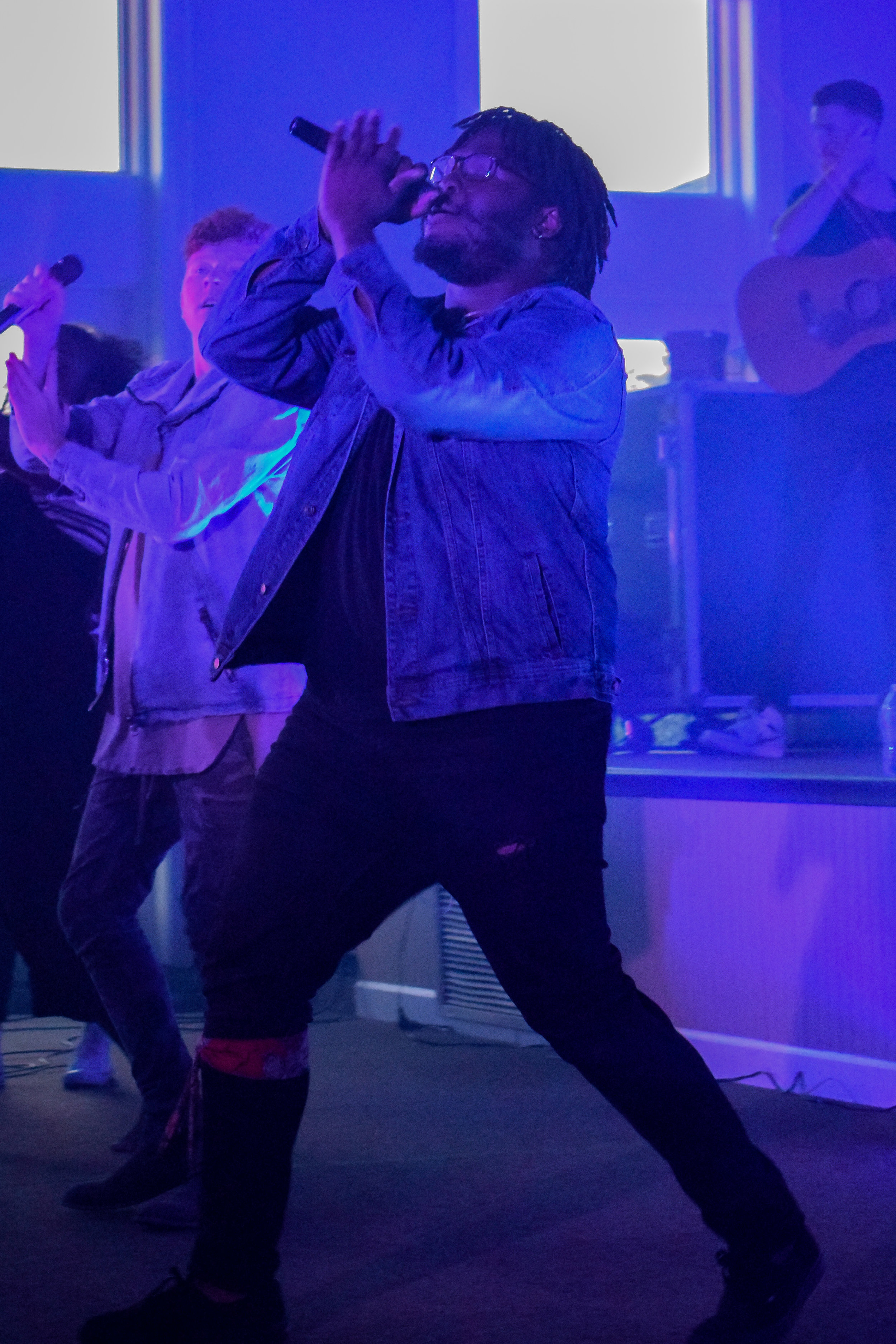 Junior, Mykel Perdue, lets loose as he sings about the powerful name of Jesus.
