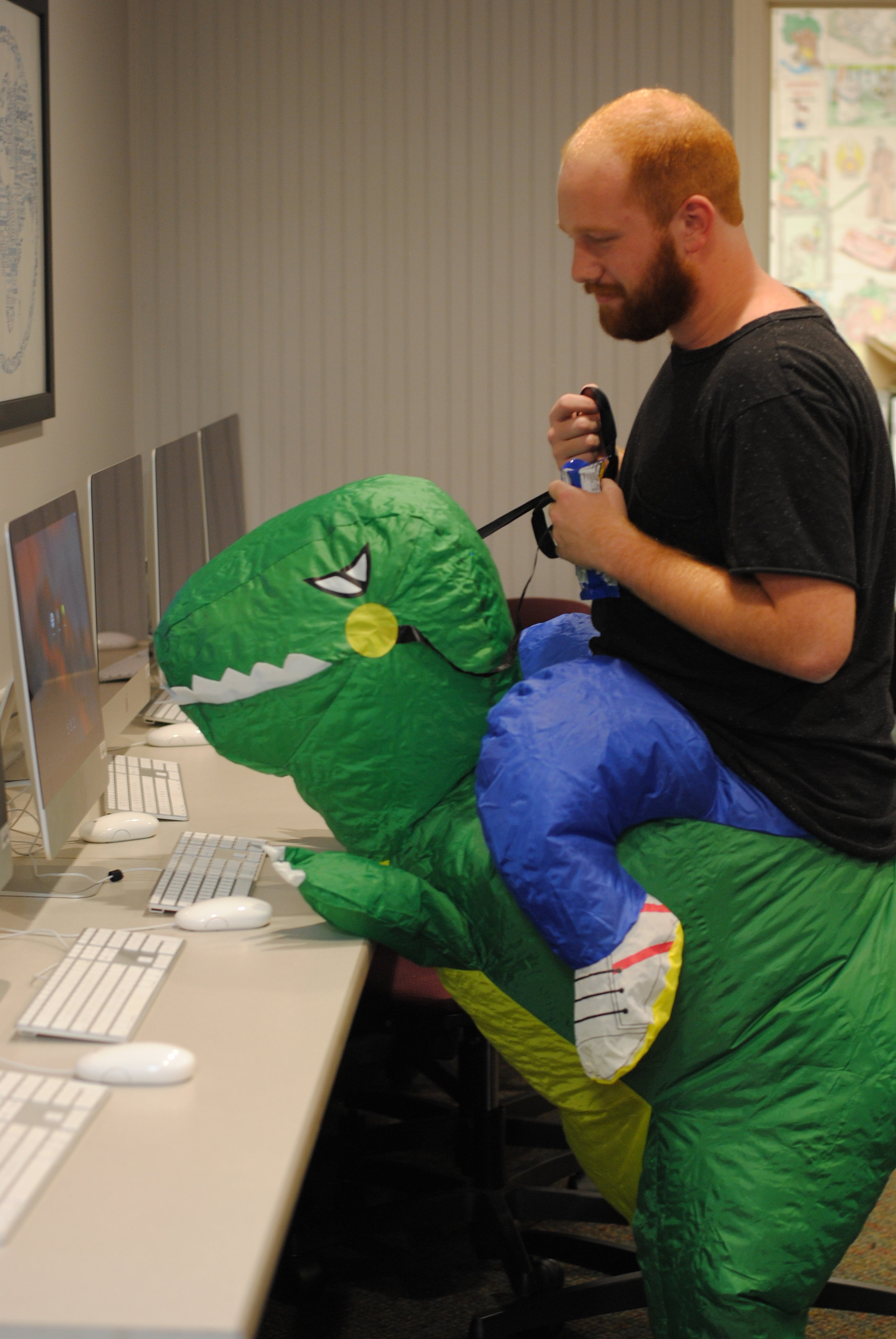 Danny then heads to computer class. Typing isn't his strong suit, but he definitely enjoys the up close,&nbsp;big screen view. Michael comes along for the ride.