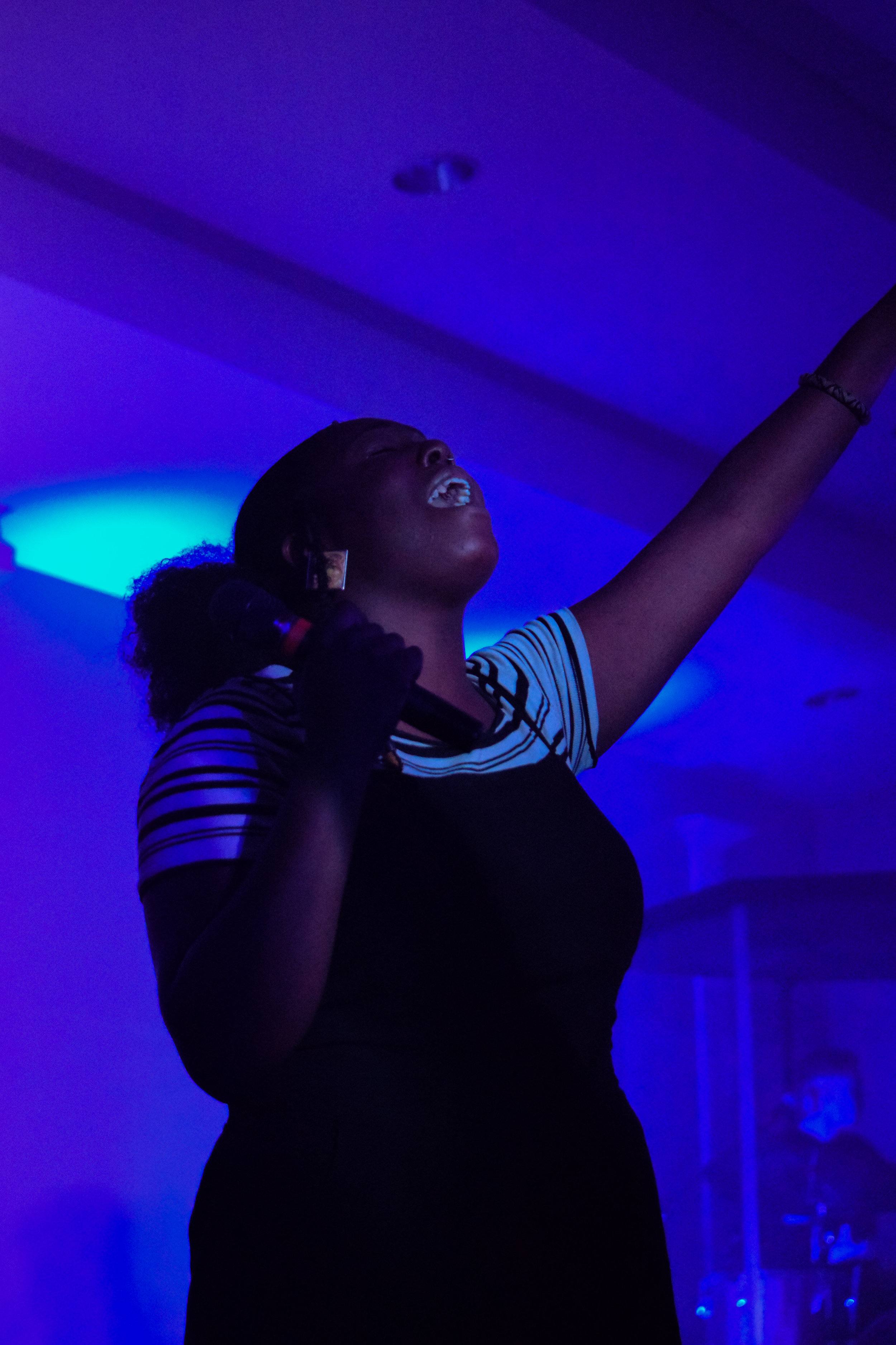 Sophomore, Shamira Scott, sings her heart out as she praises the Lord.