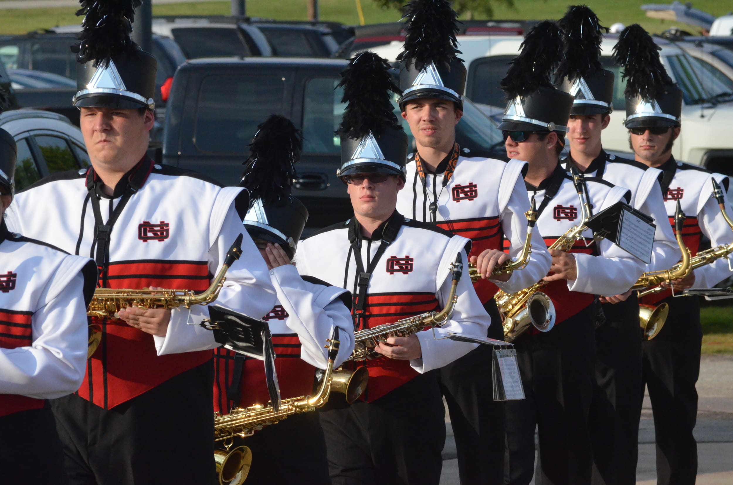  Before they go in, the band members practice their music for good measure 