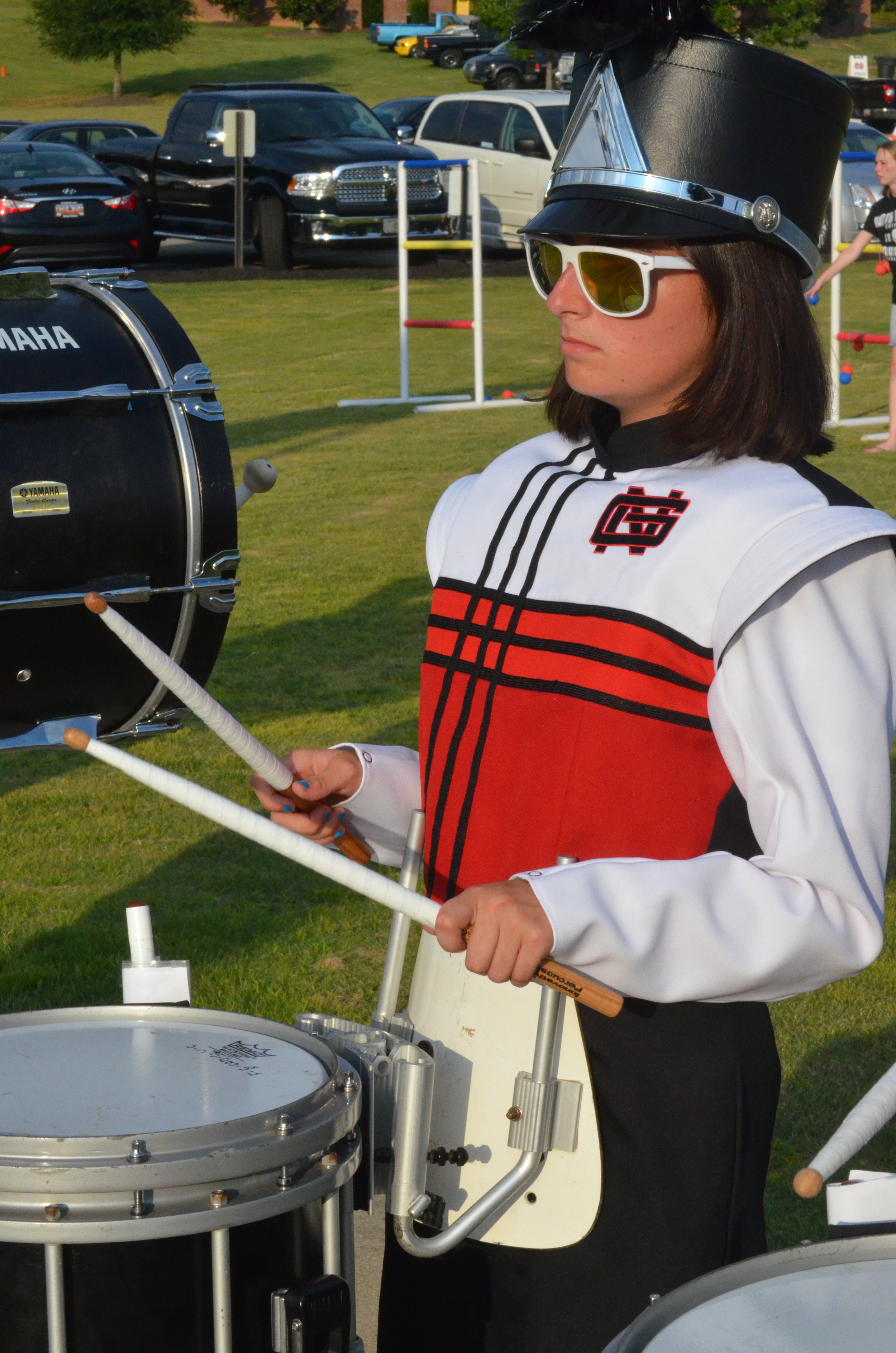  Drummer playing with the band before the start of the game 