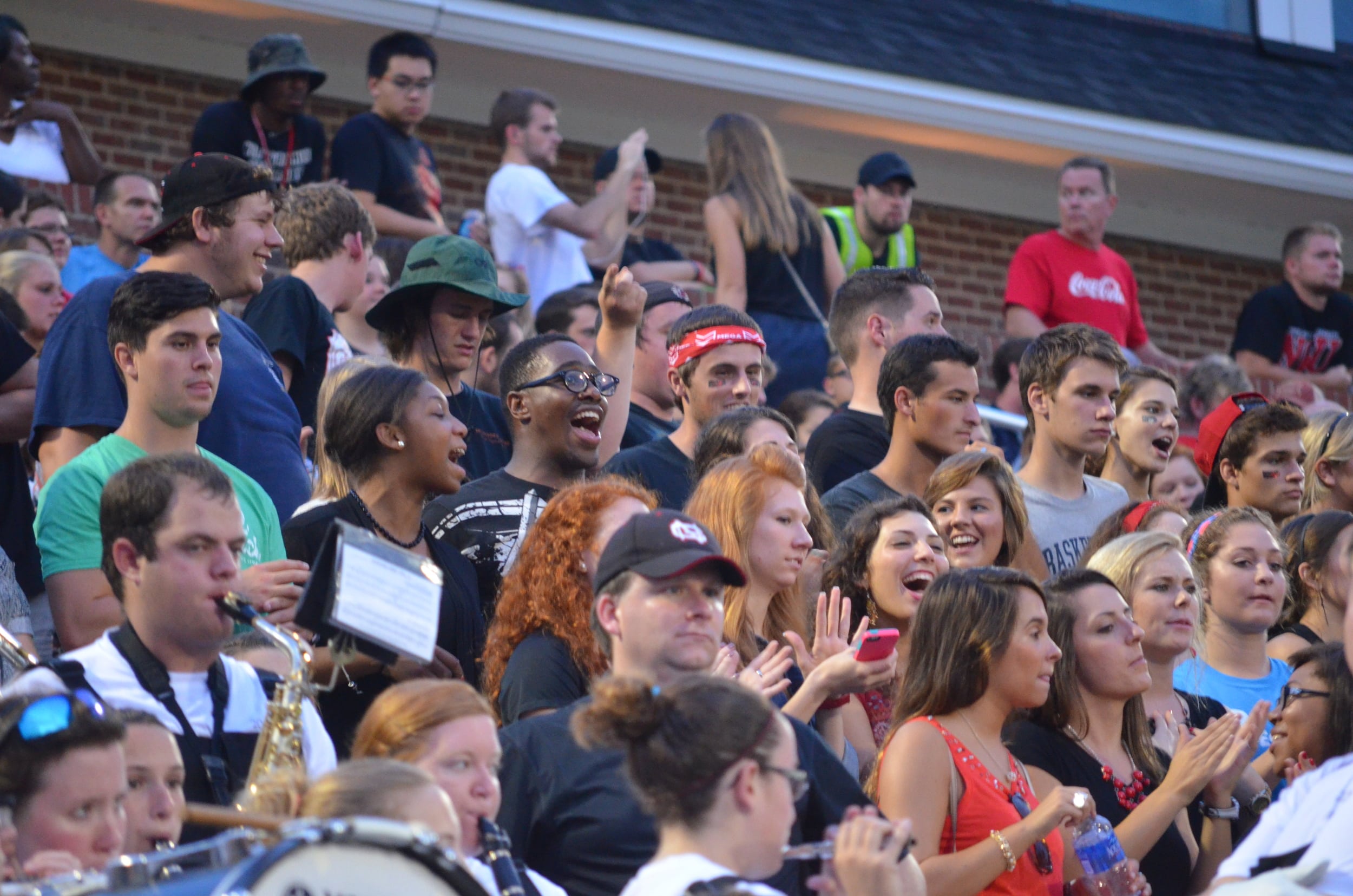  A few fans show their excitement by cheering on the team 