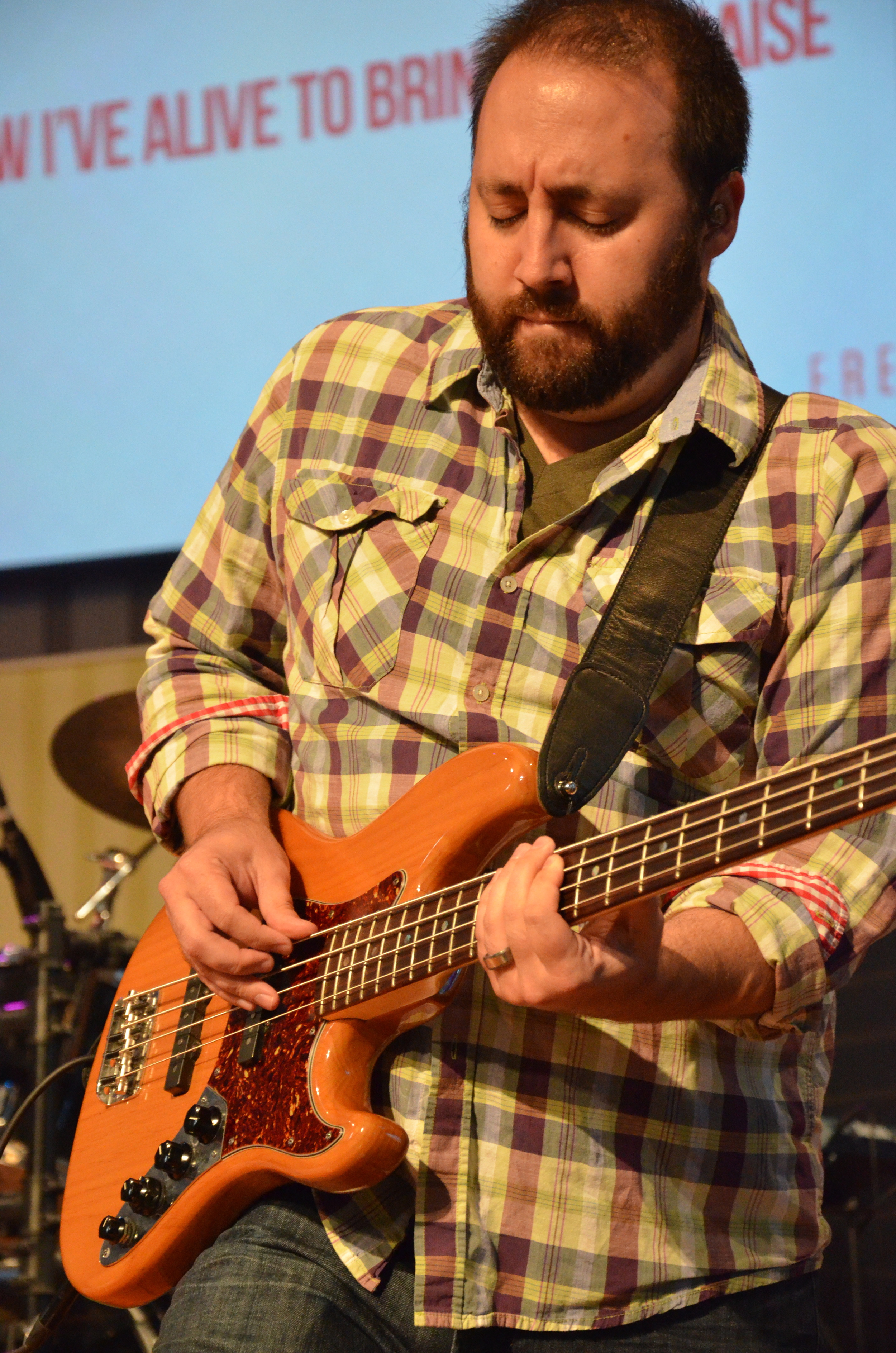  A band member leads attendees in worship at the TNG Conference held at First Baptist Spartanburg September 5-6. 